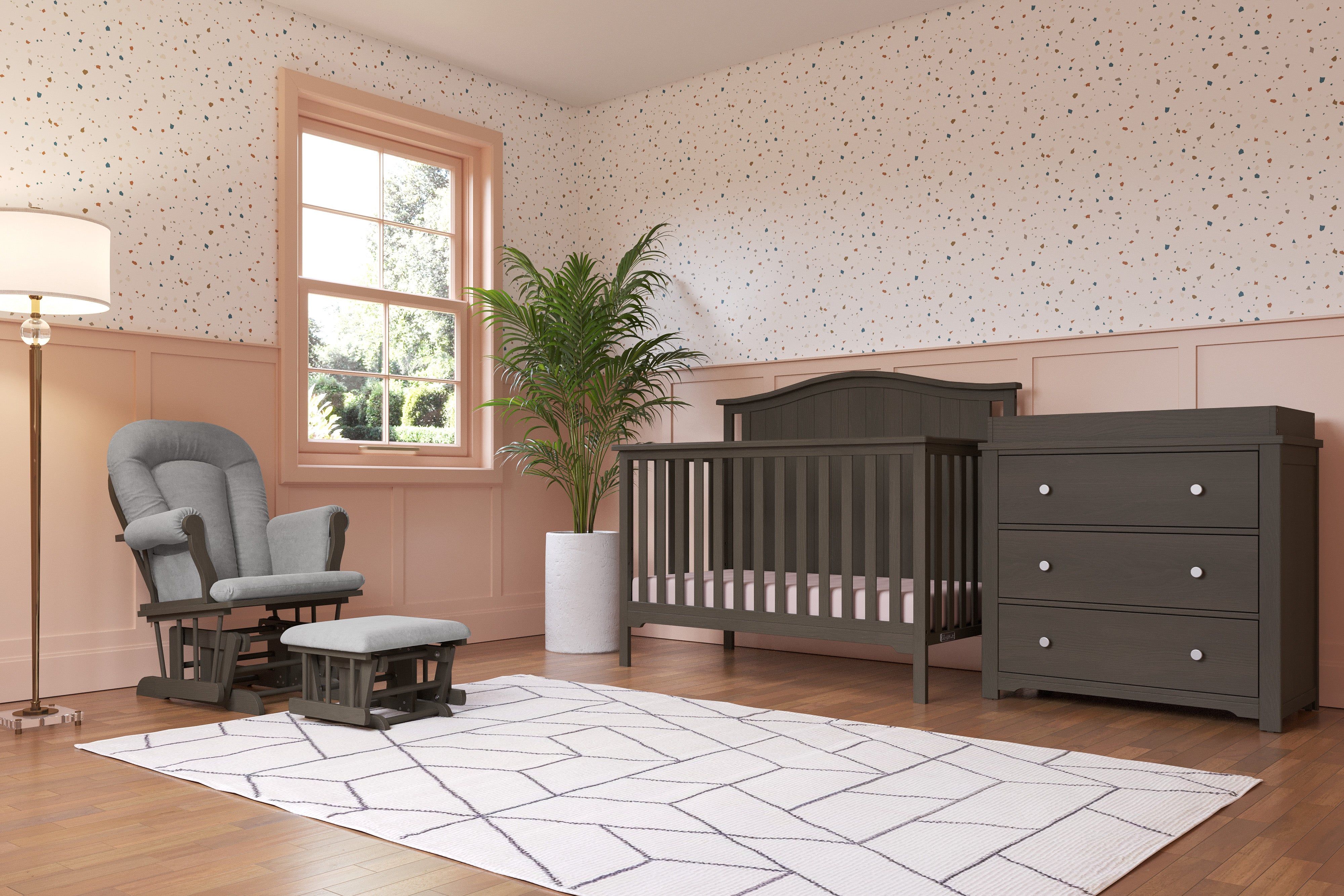 Hampton Arch Top 4-in-1 Convertible Crib, Dapper Grey