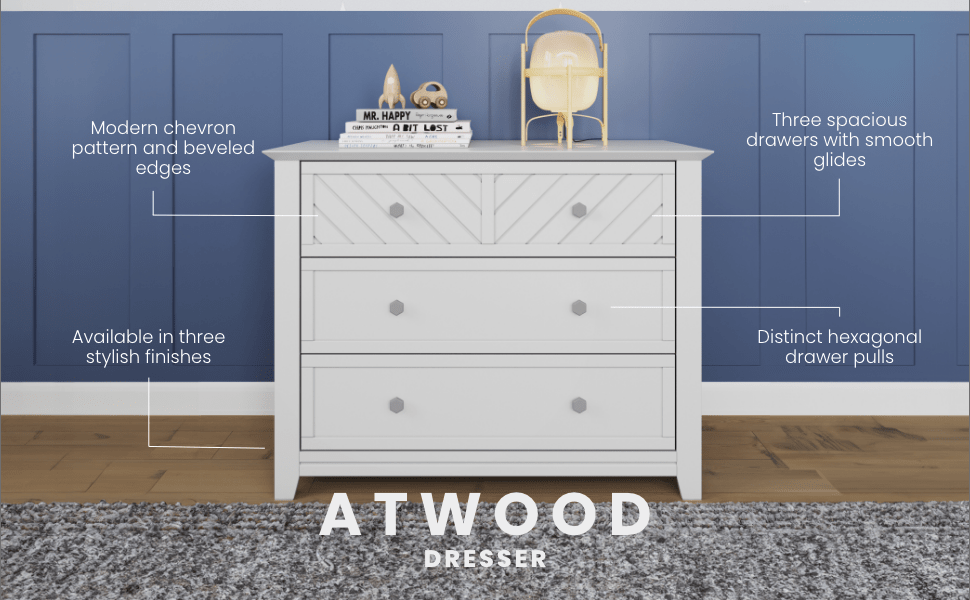 Atwood 3-Drawer Dresser, Matte White