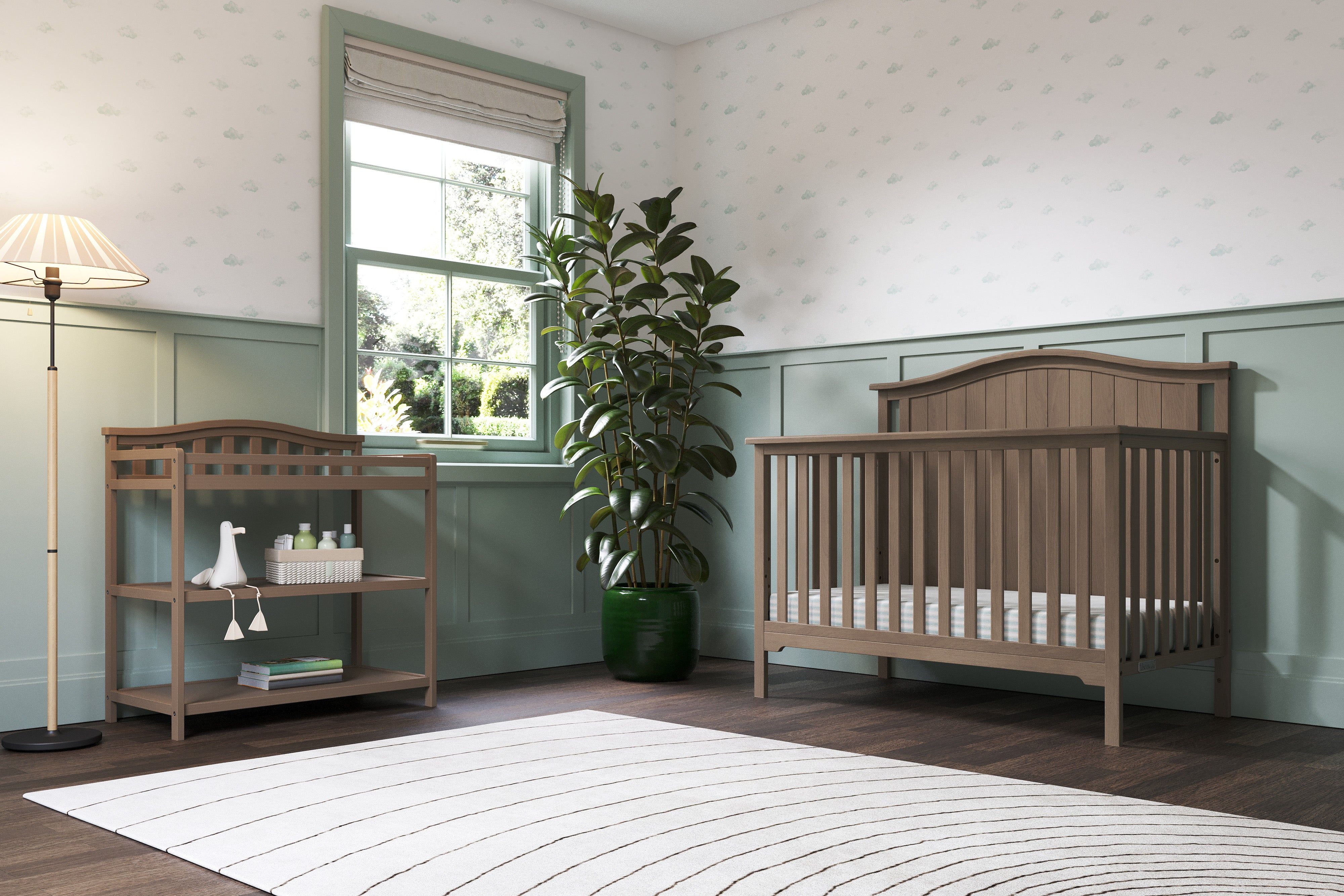 Hampton Arch Top 4-in-1 Convertible Crib in Dusty Heather