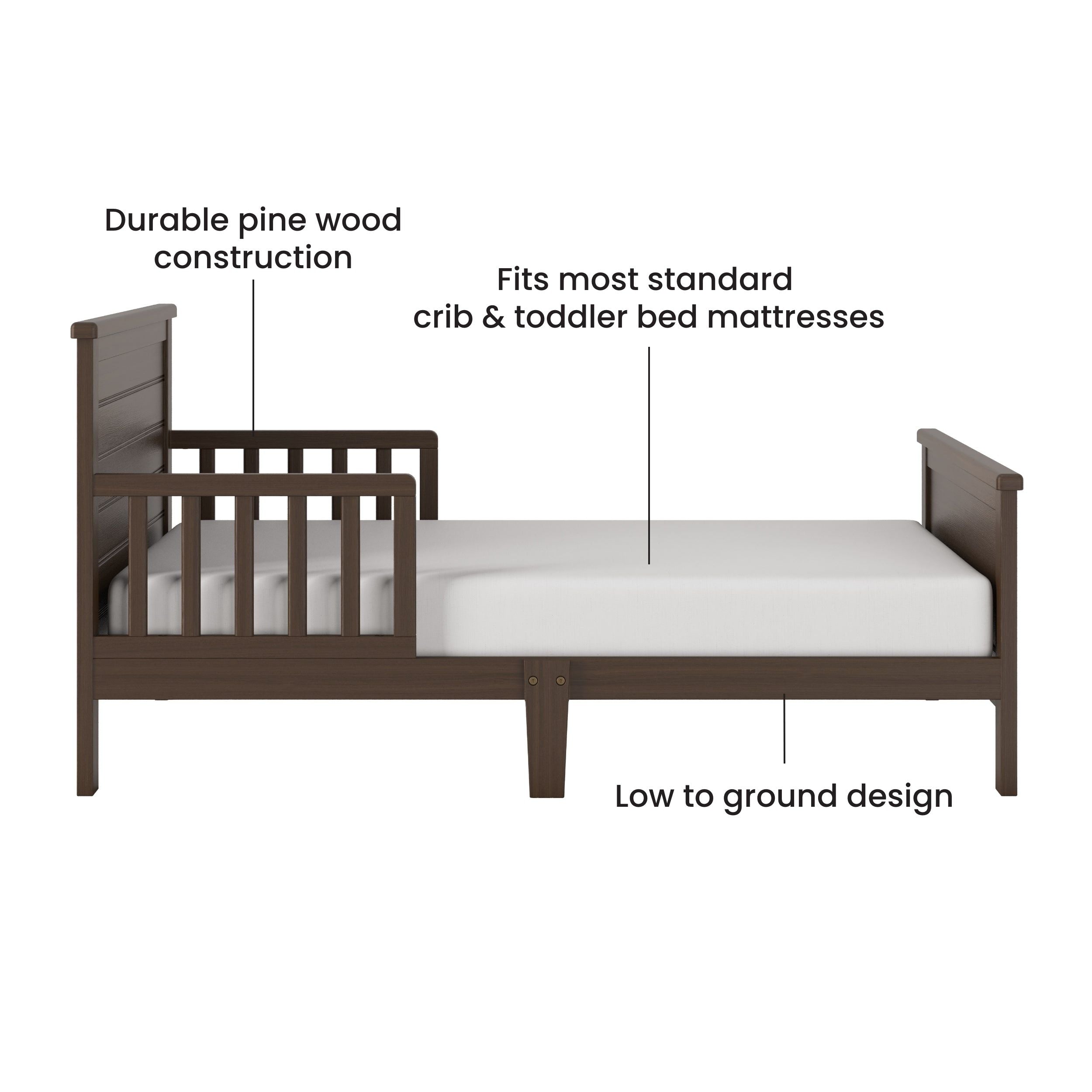 Woodland Toddler Bed, Brushed Truffle