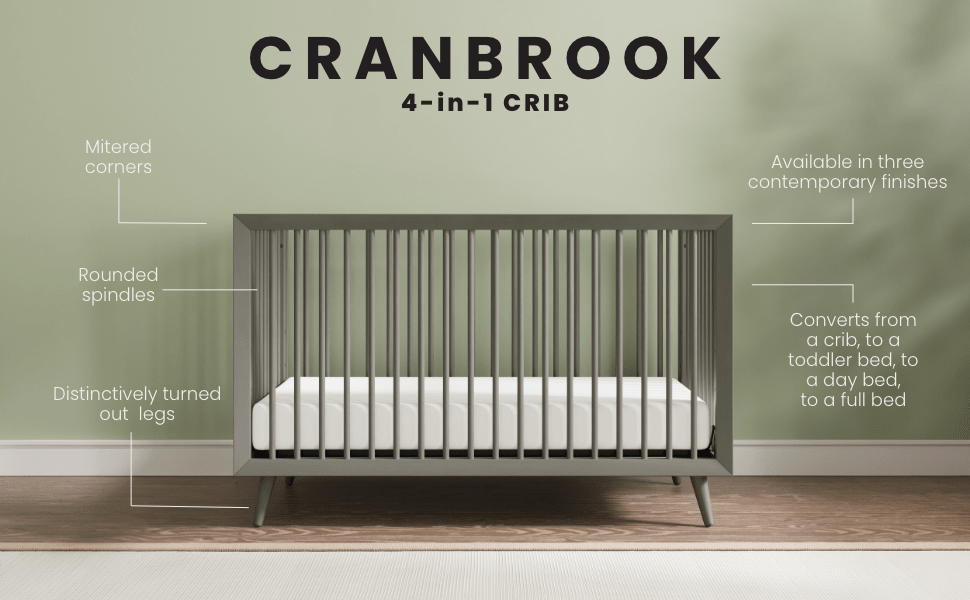 Cranbrook 4-in-1 Convertible Crib, Lunar Gray