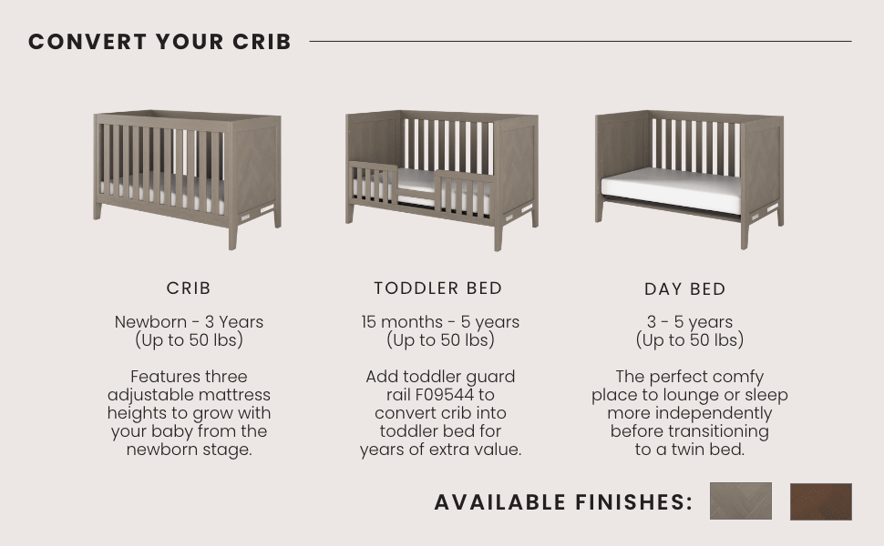 Kieran 3-in-1 Convertible Crib, Crescent Gray