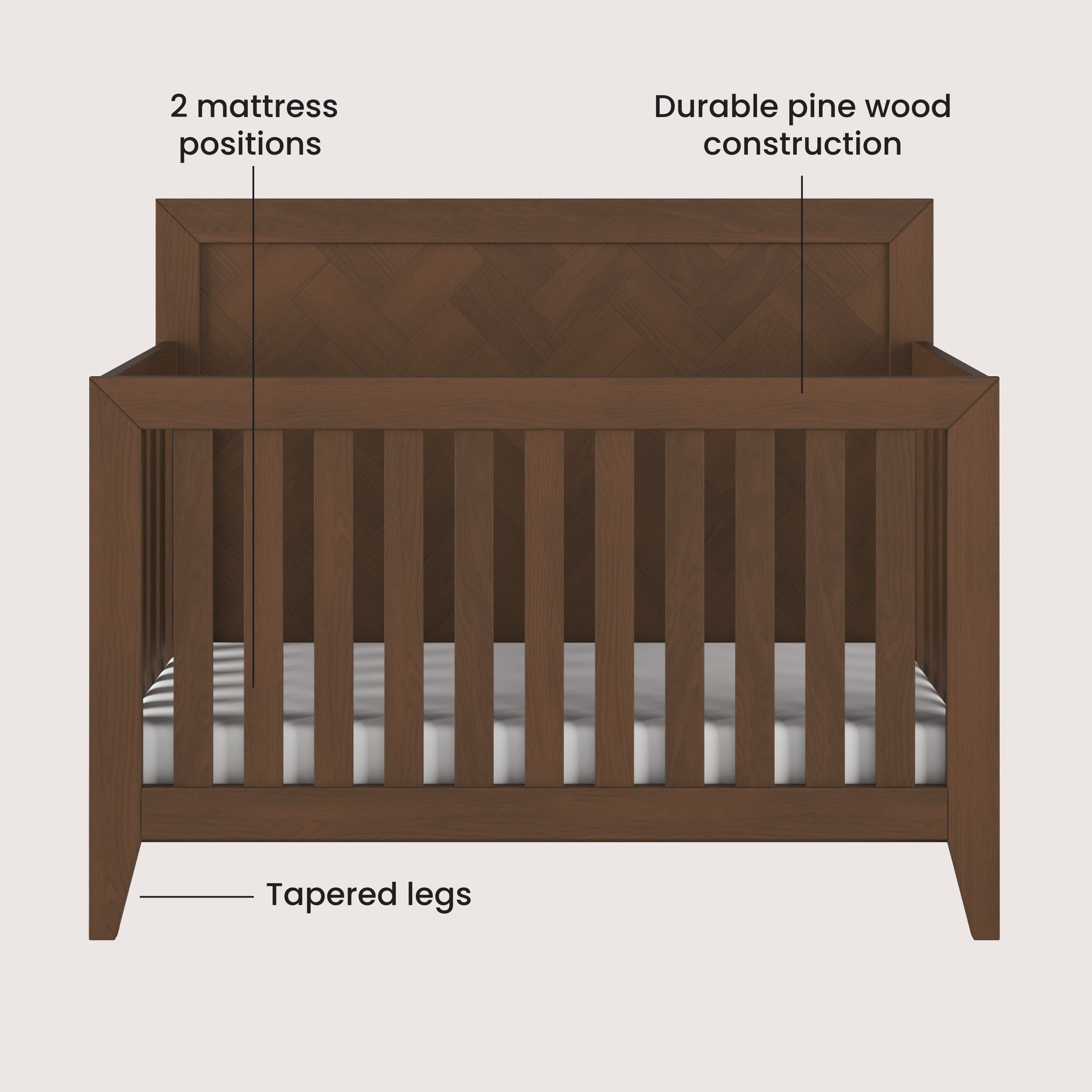 Kieran 4-in-1 Convertible Crib, Toasted Chestnut