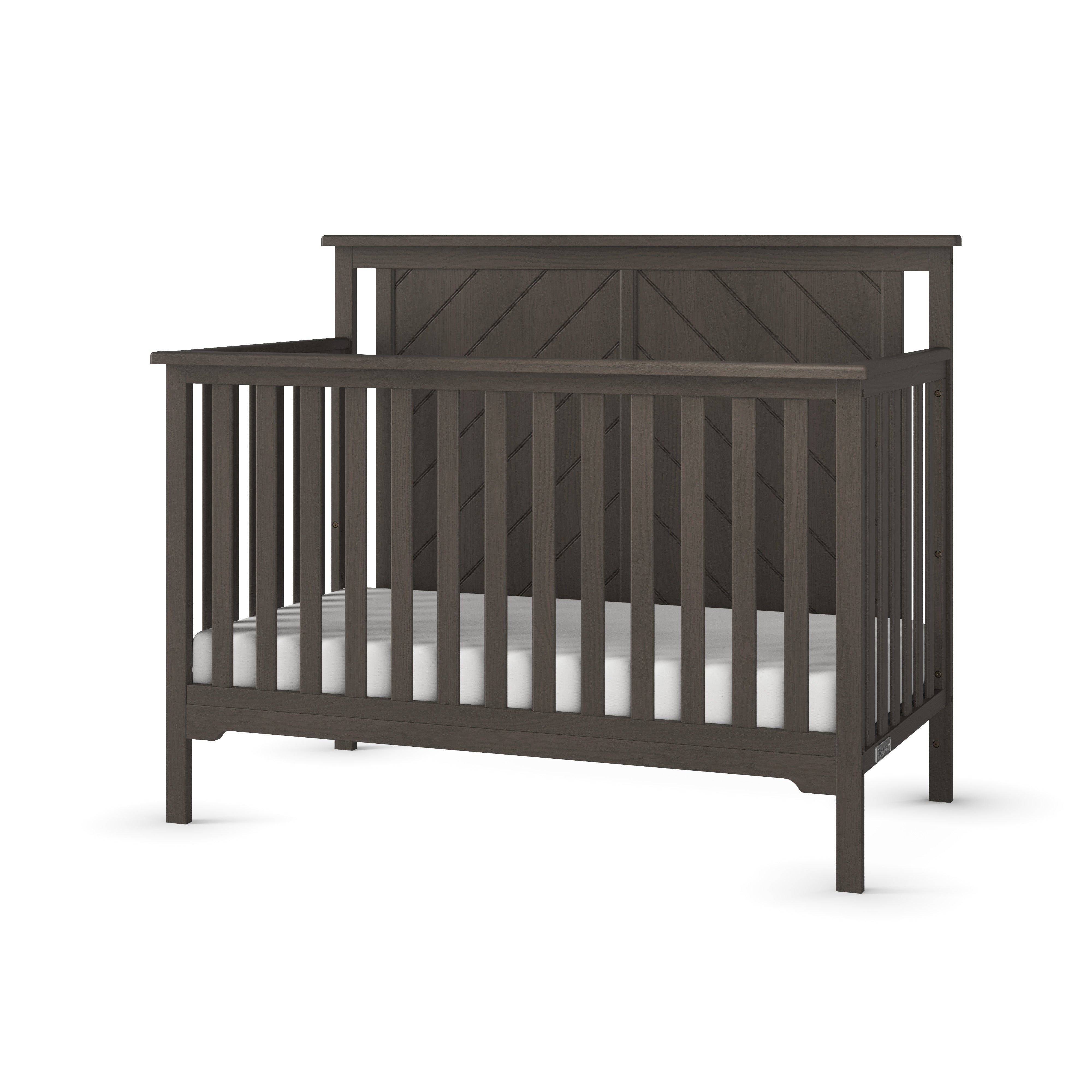 Hampton Flat Top 4-in-1 Convertible Crib, Dapper Gray