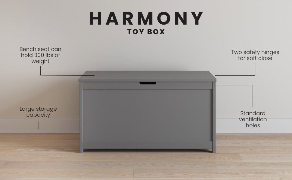 Harmony 33" Kids Toy Box, Cool Gray