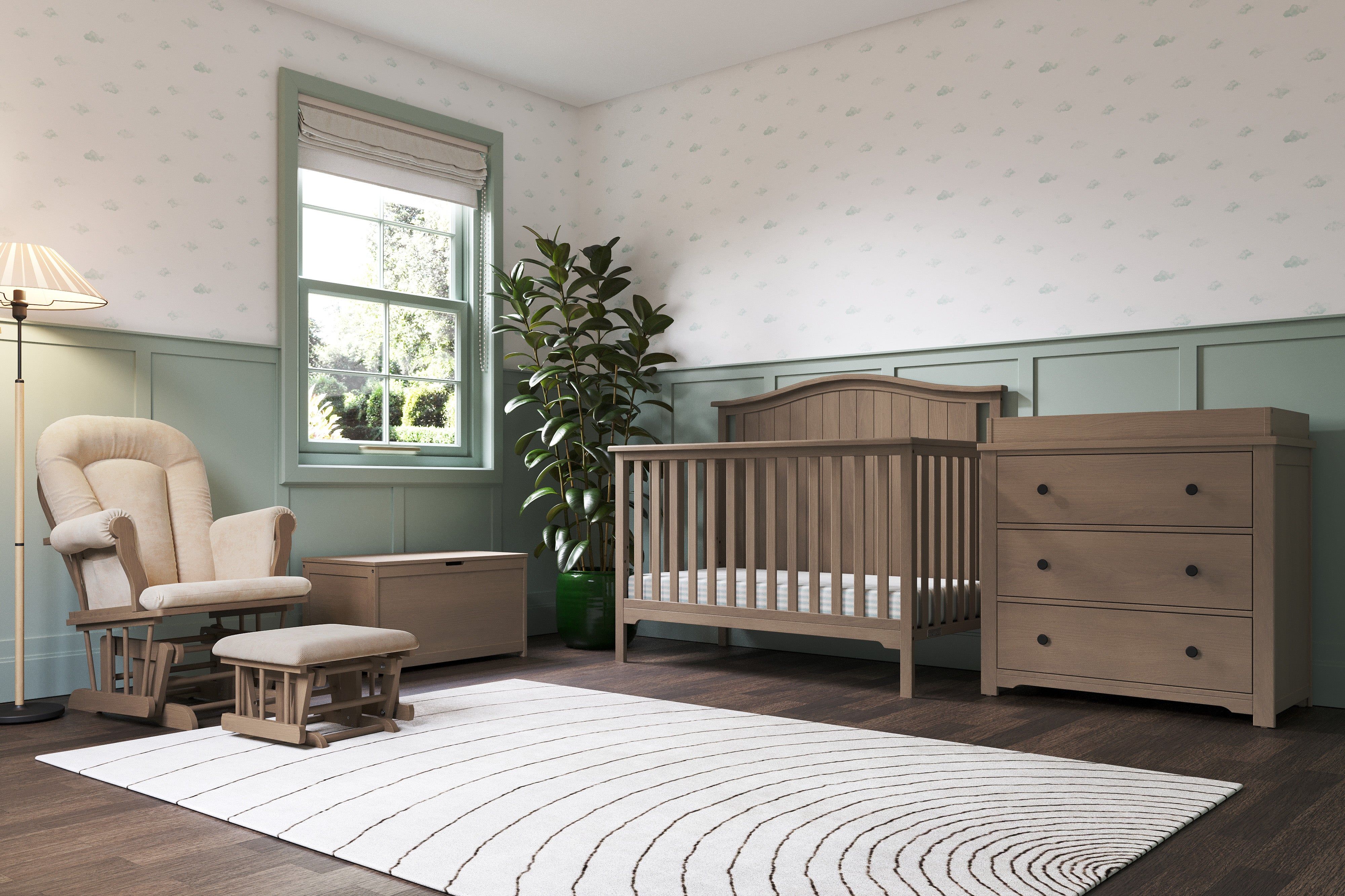 Hampton Arch Top 4-in-1 Convertible Crib in Dusty Heather