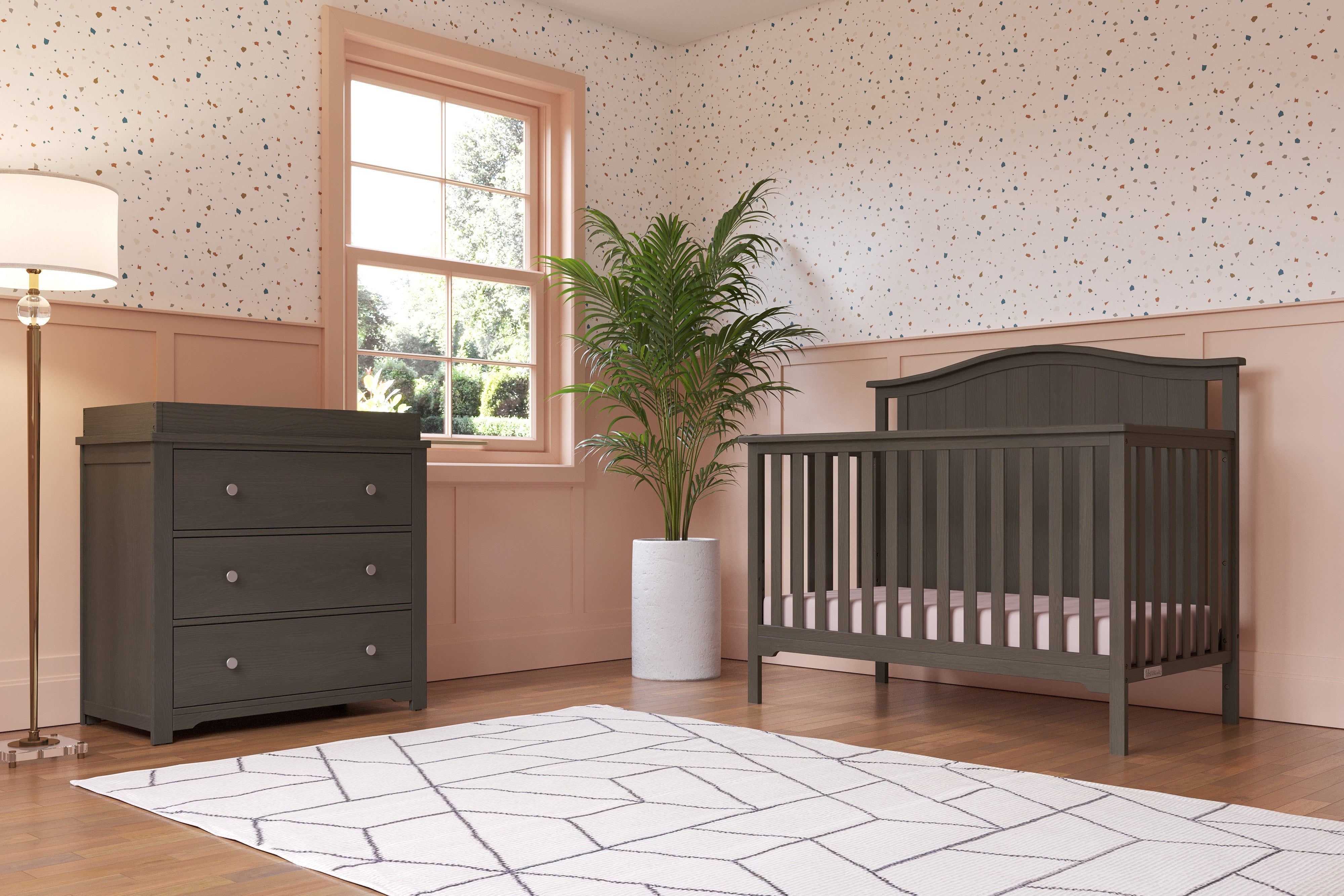 Hampton Arch Top 4-in-1 Convertible Crib, Dapper Grey