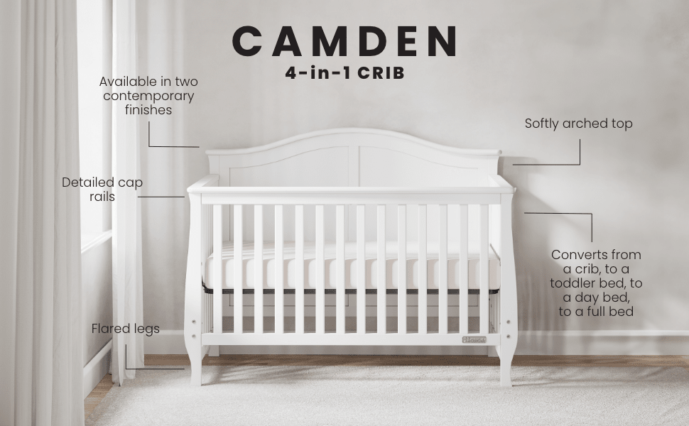Camden 4-in-1 Convertible Crib, Matte White