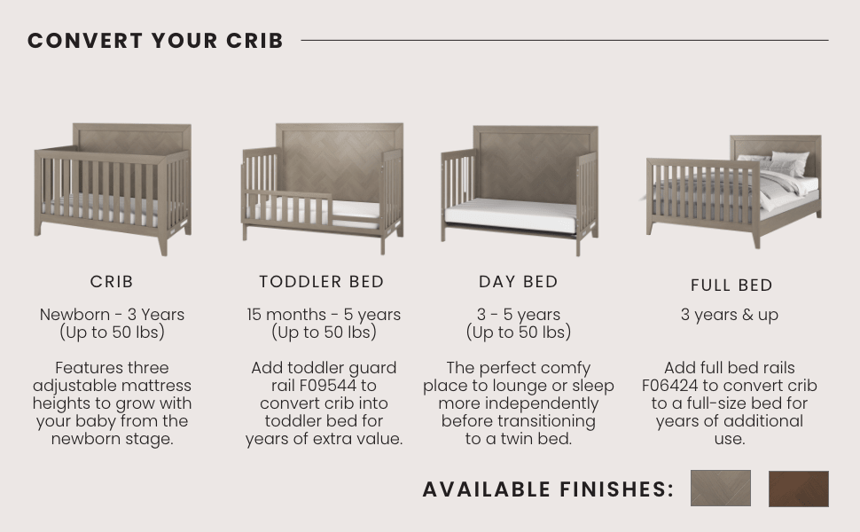 Kieran 4-in-1 Convertible Crib, Crescent Gray