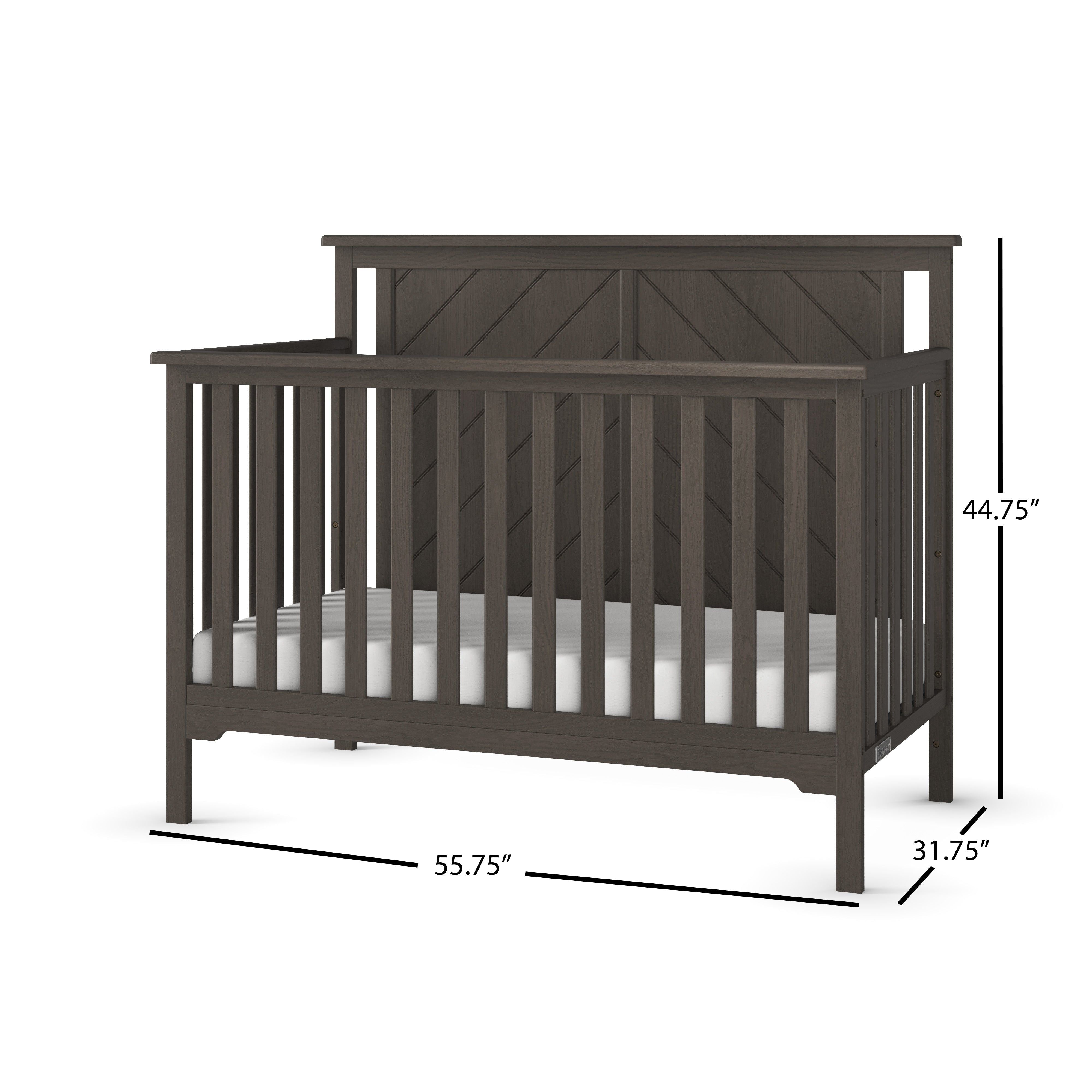 Hampton Flat Top 4-in-1 Convertible Crib, Dapper Gray