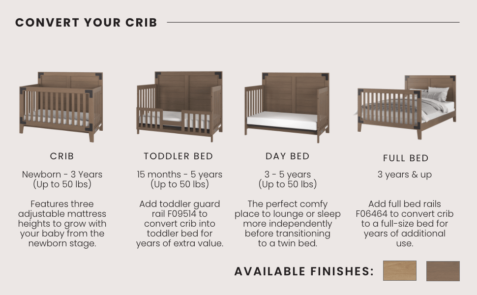 Lucas 4-in-1 Convertible Crib, Dusty Heather