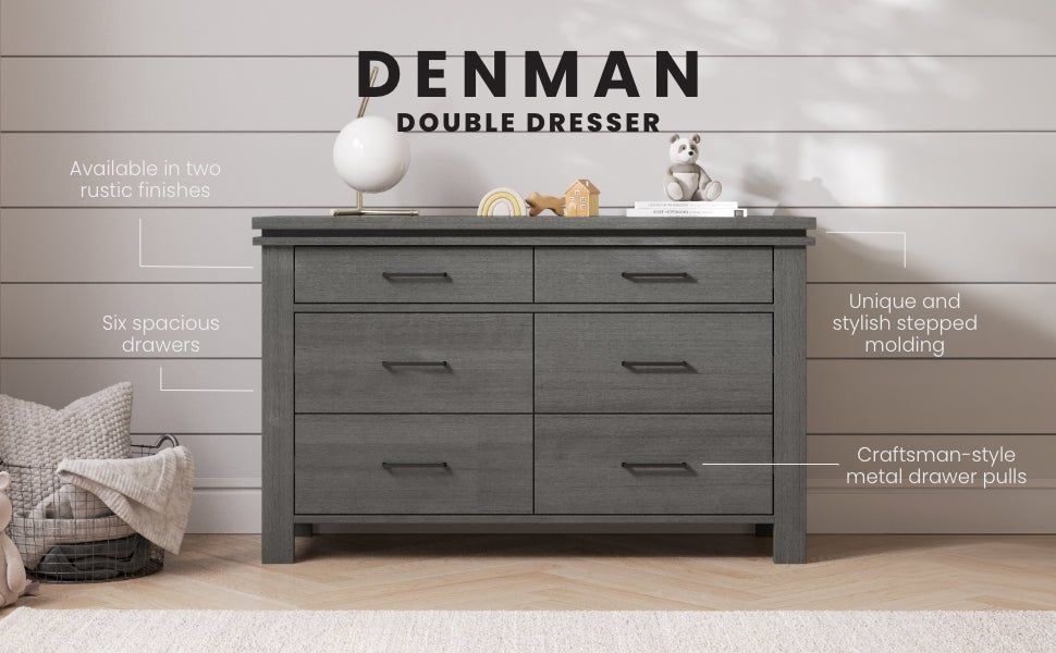 Denman Double Dresser, Midnight Gray