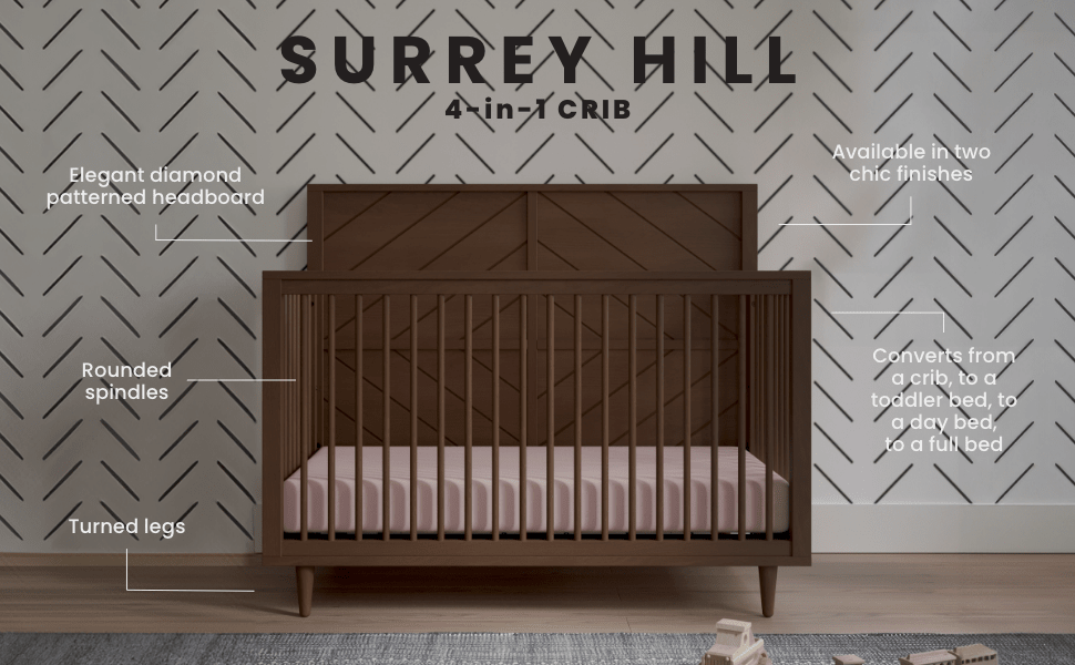 Surrey Hill 4-in-1 Convertible Crib, Toasted Chestnut