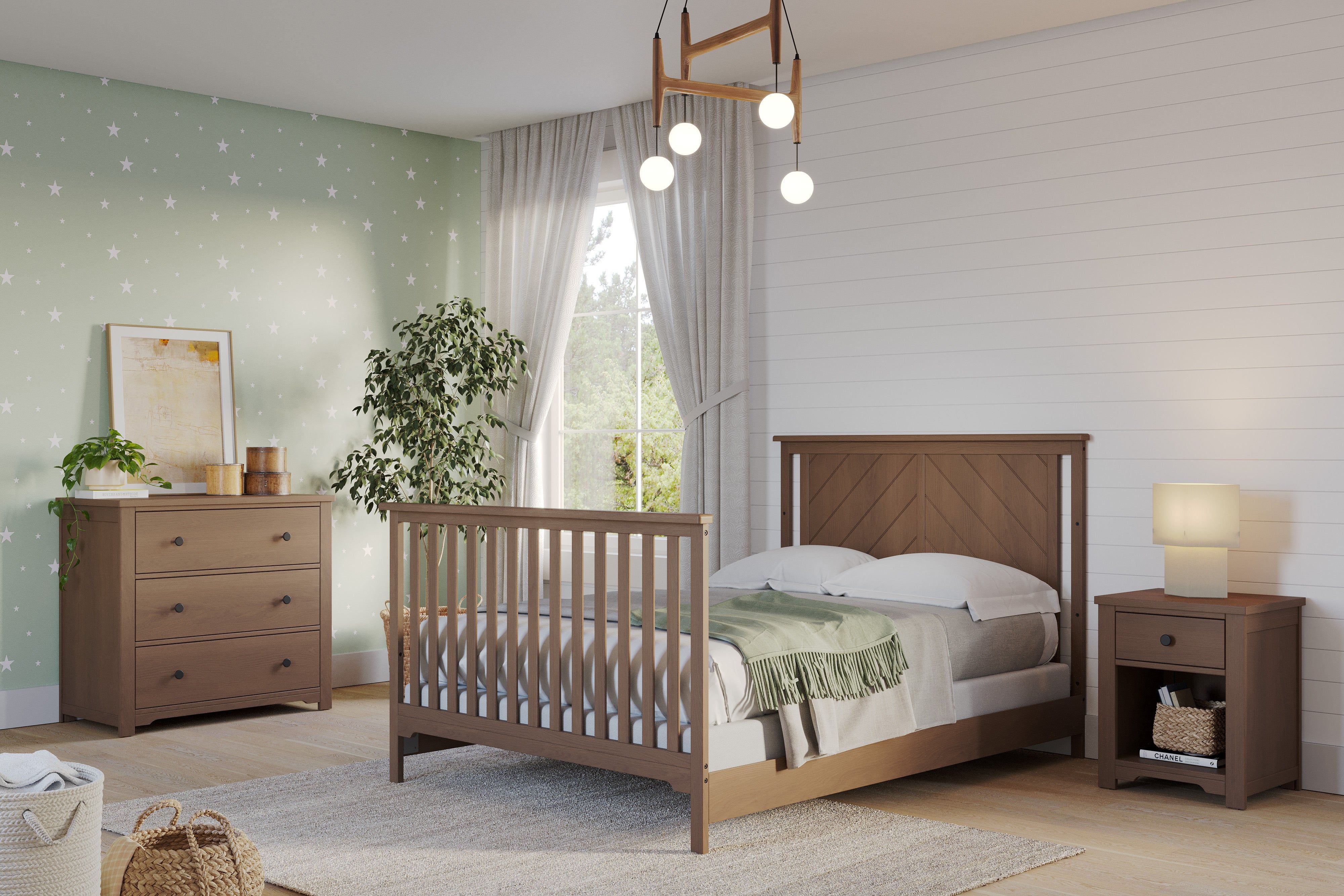 Hampton Flat Top 4-in-1 Convertible Crib, Dusty Heather