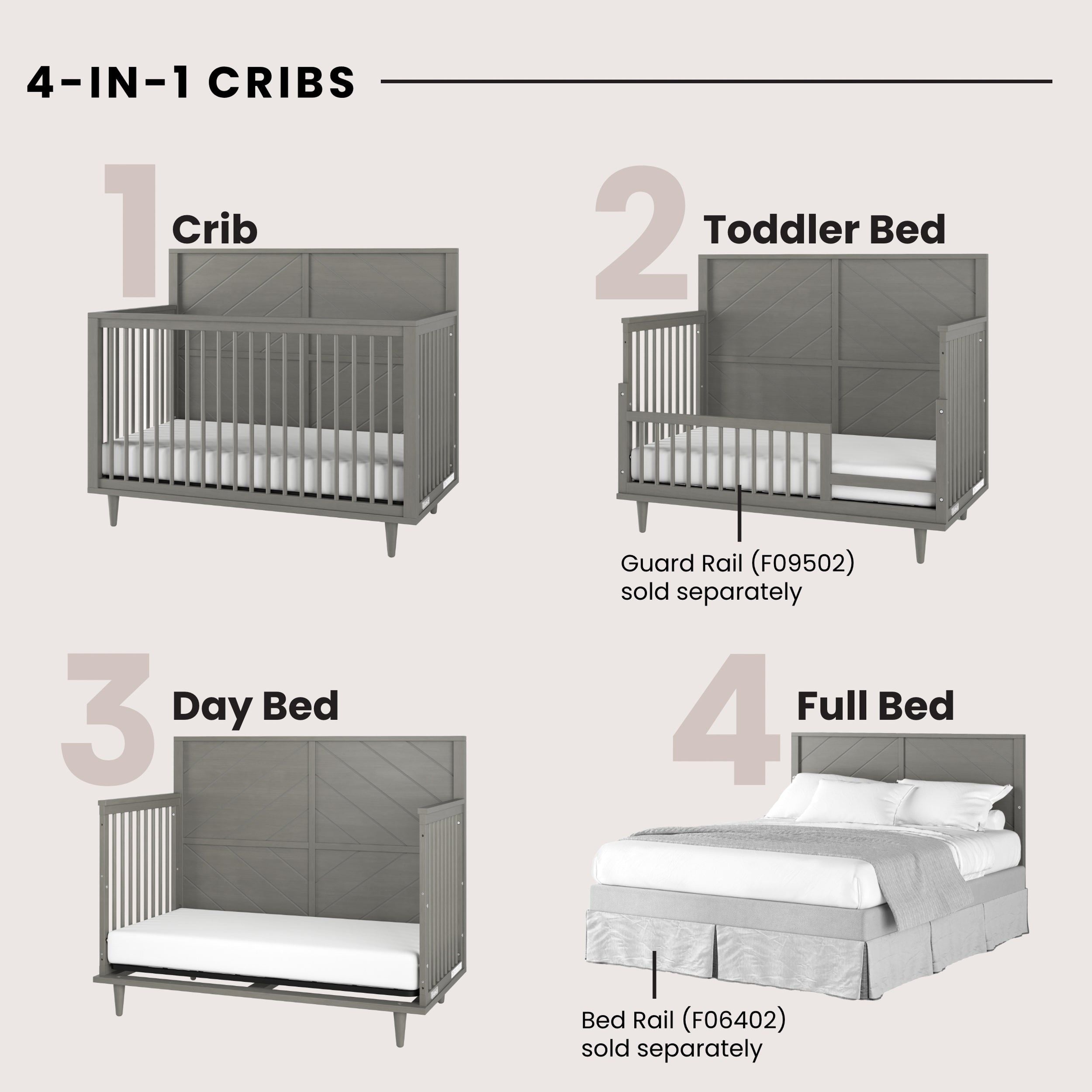 Surrey Hill 4-in-1 Convertible Crib, Lunar Gray