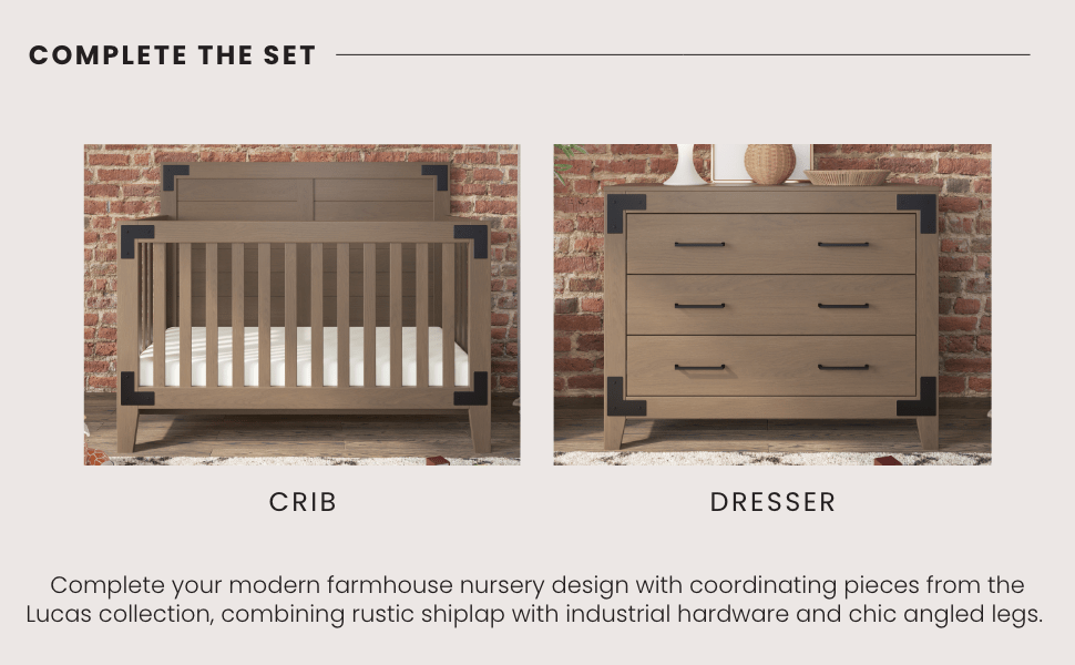 Lucas 4-in-1 Convertible Crib, Dusty Heather