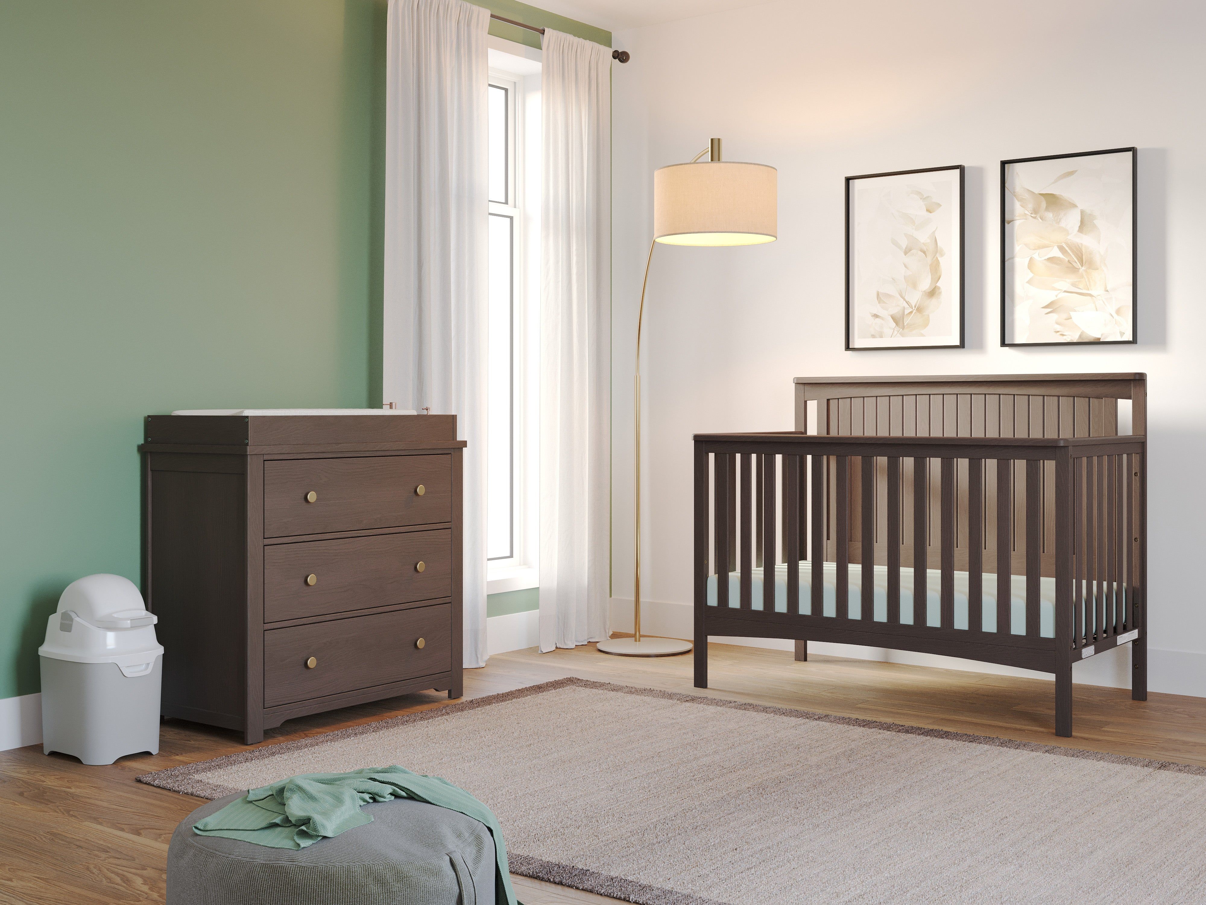 Harmony 3-Drawer Dresser With Changing Table Topper, Dapper Gray