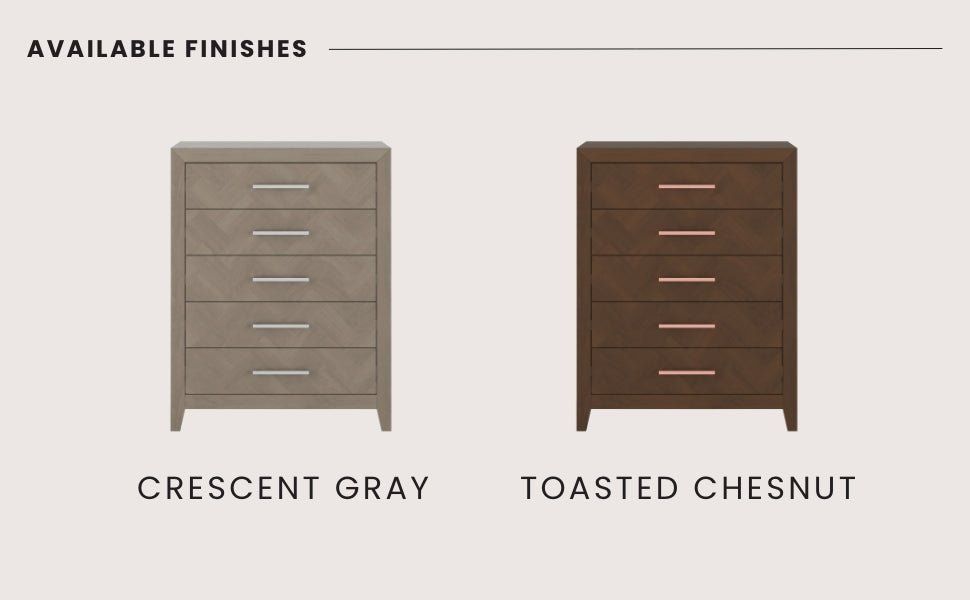 Kieran 5-Drawer Chest, Crescent Gray