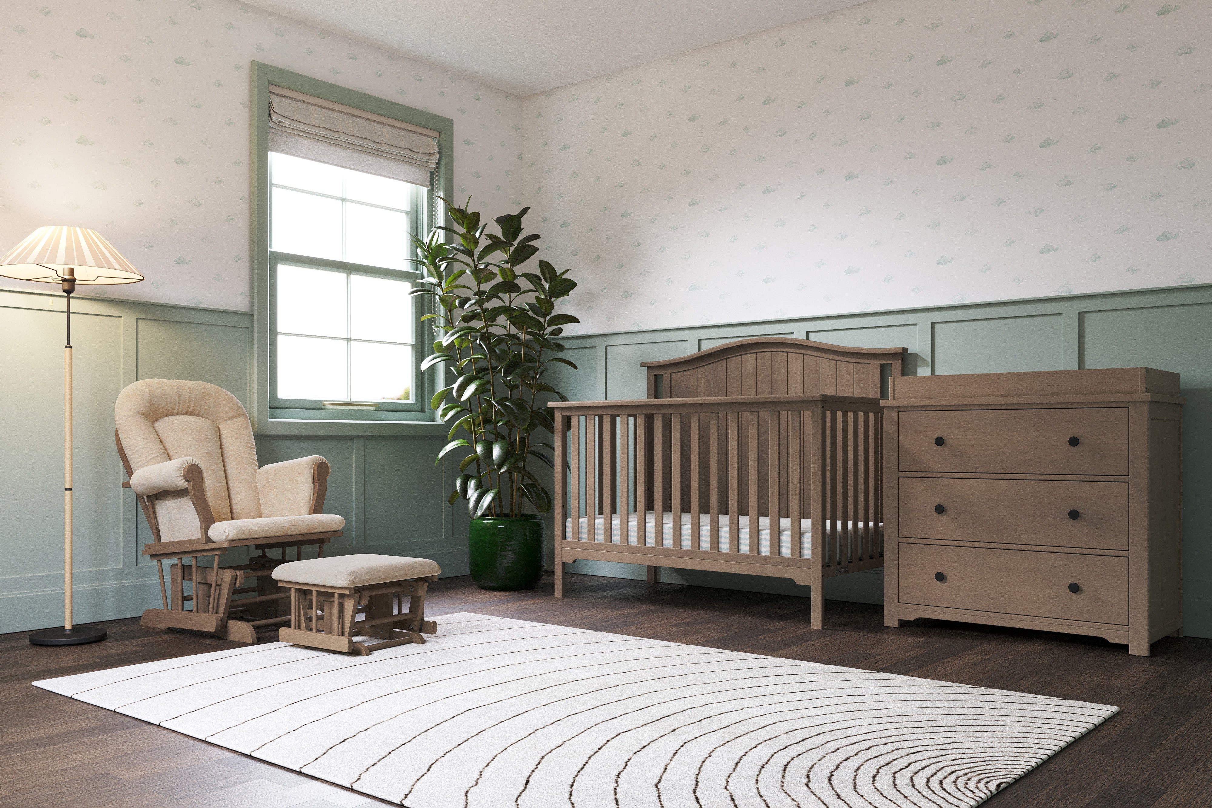 Hampton Arch Top 4-in-1 Convertible Crib in Dusty Heather