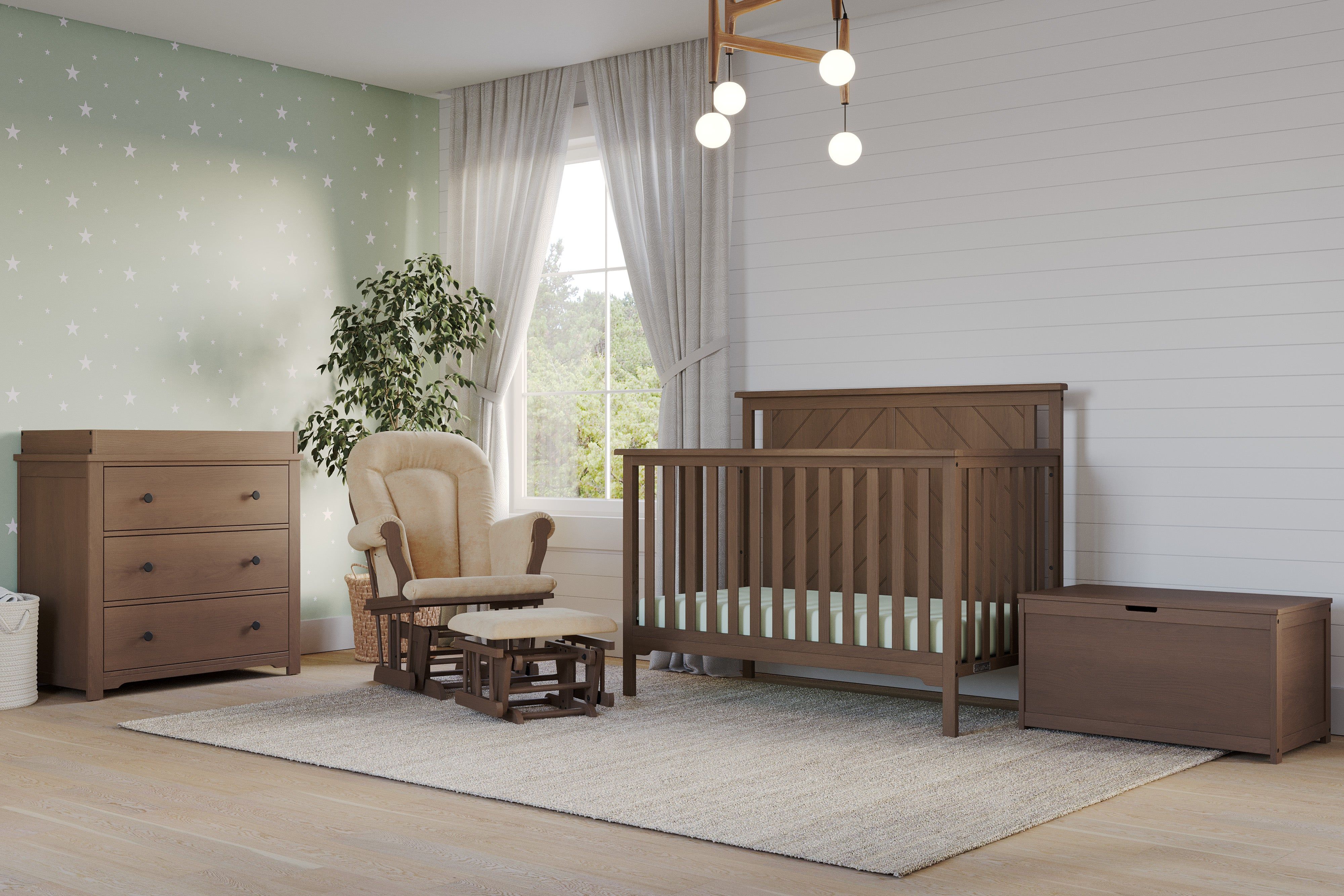 Hampton Flat Top 4-in-1 Convertible Crib, Dusty Heather
