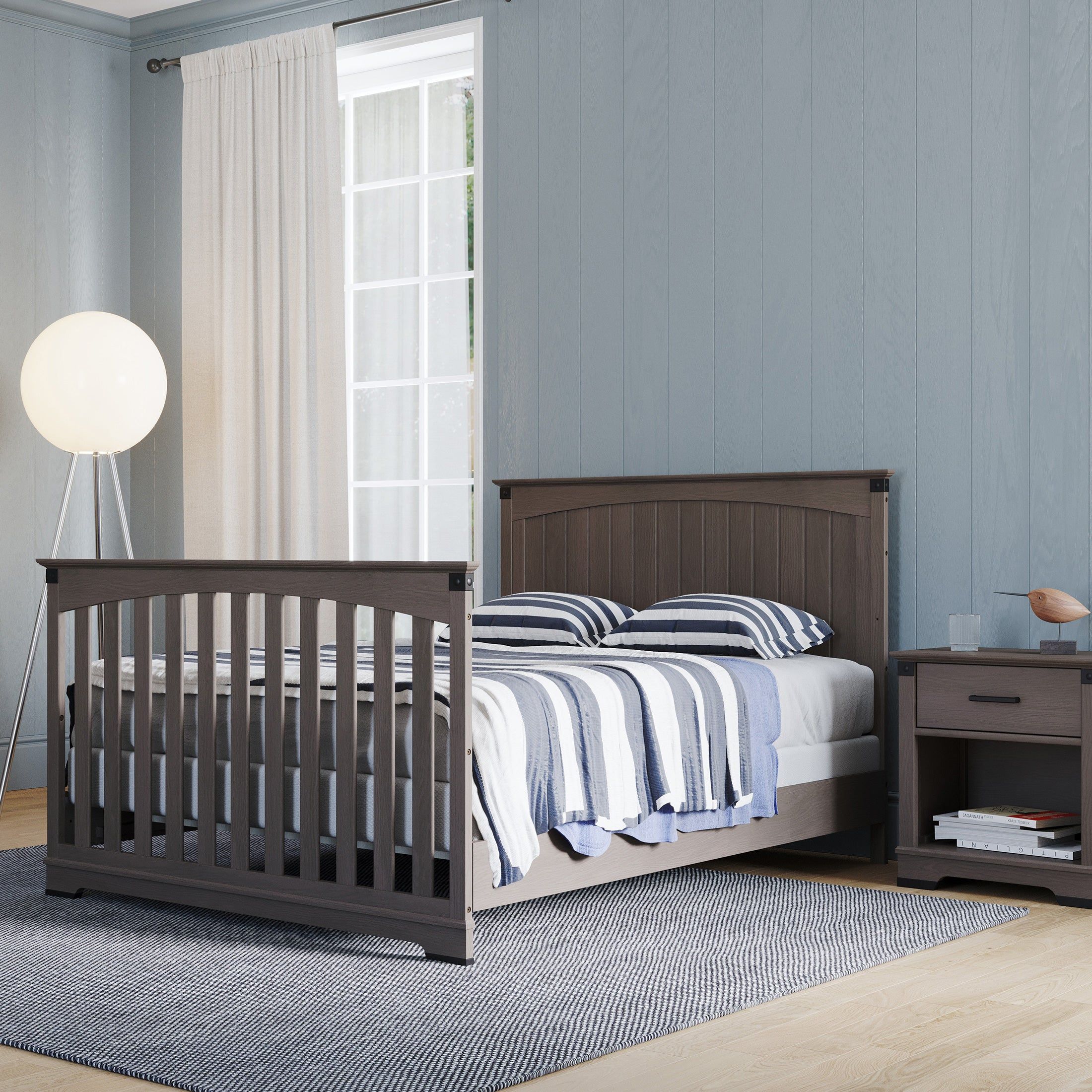 Redmond Full Panel 4-in-1 Convertible Crib, Dapper Gray