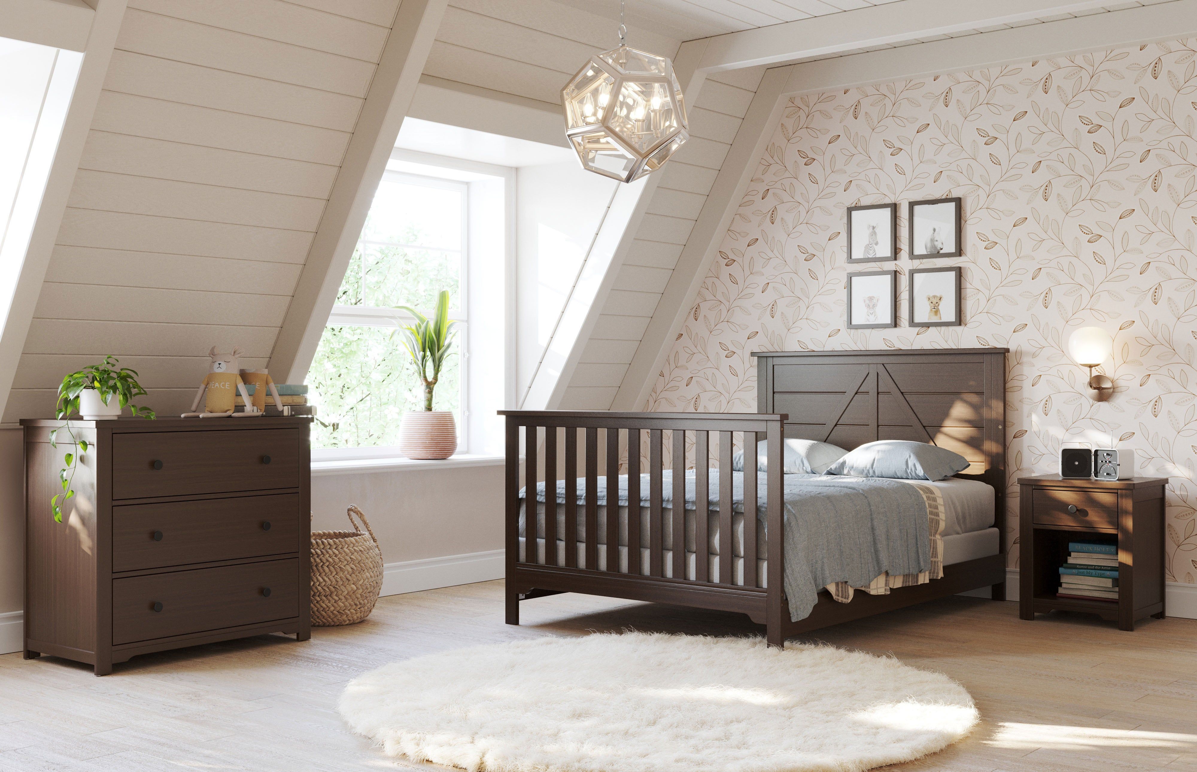 Harmony 3-Drawer Dresser With Changing Table Topper, Brushed Truffle