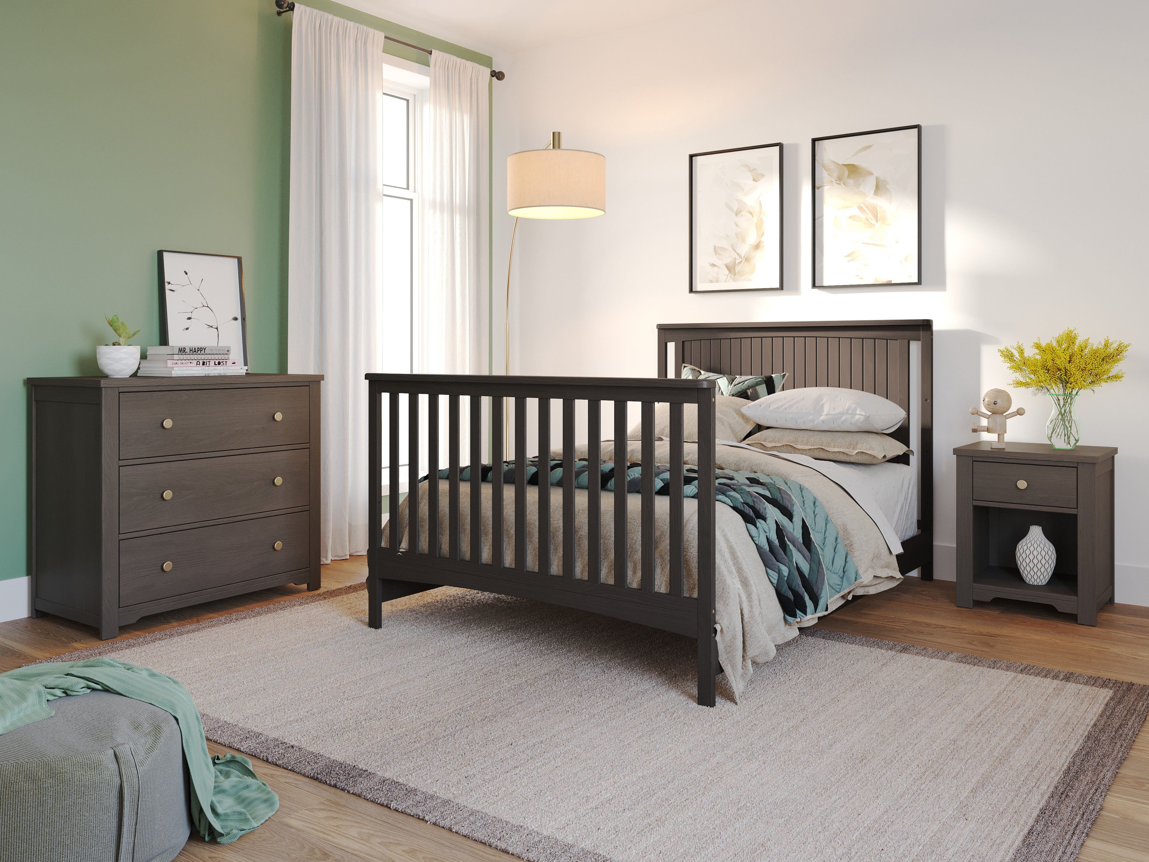 Harmony 3-Drawer Dresser With Changing Table Topper, Dapper Gray