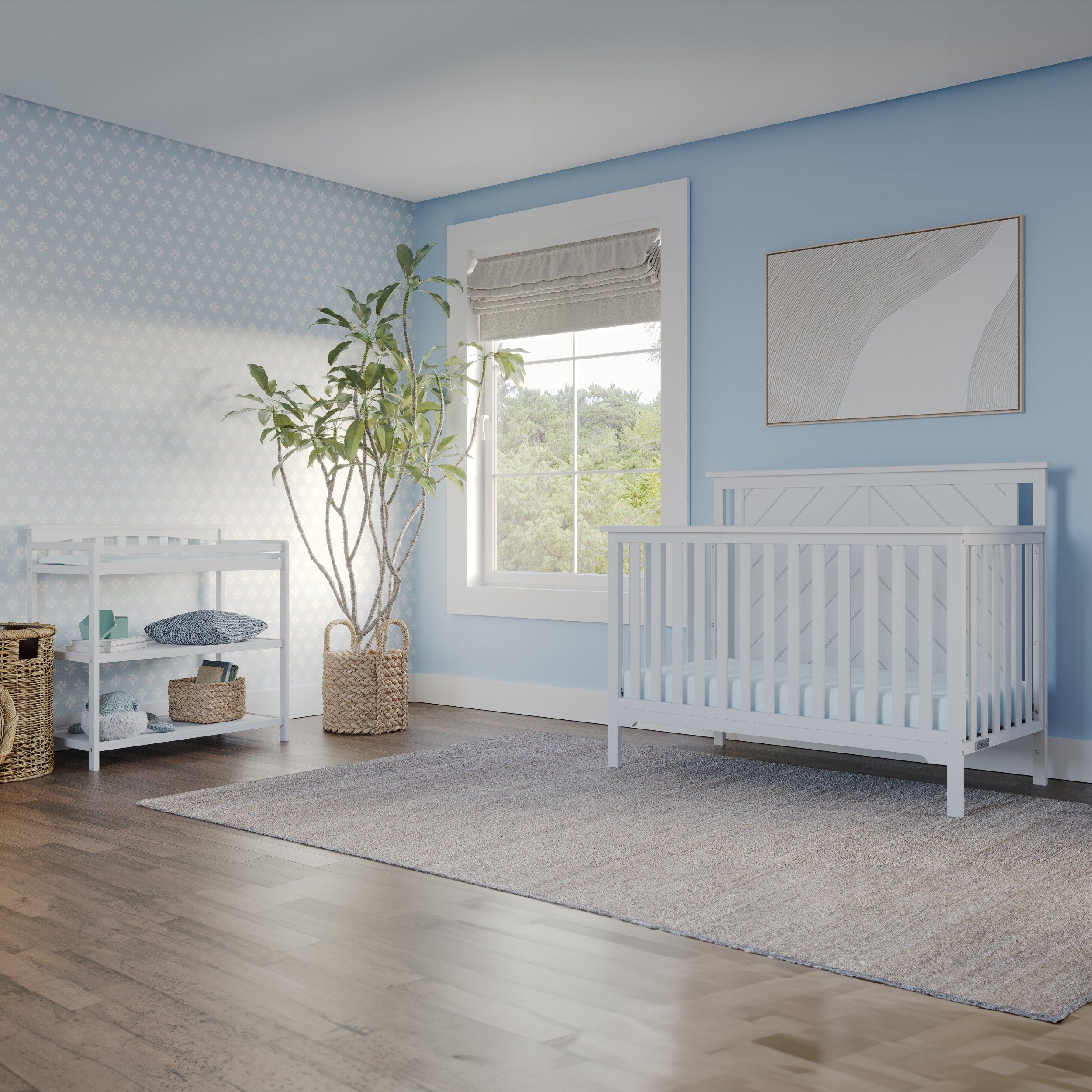Hampton Flat Top 4-in-1 Convertible Crib, Matte White