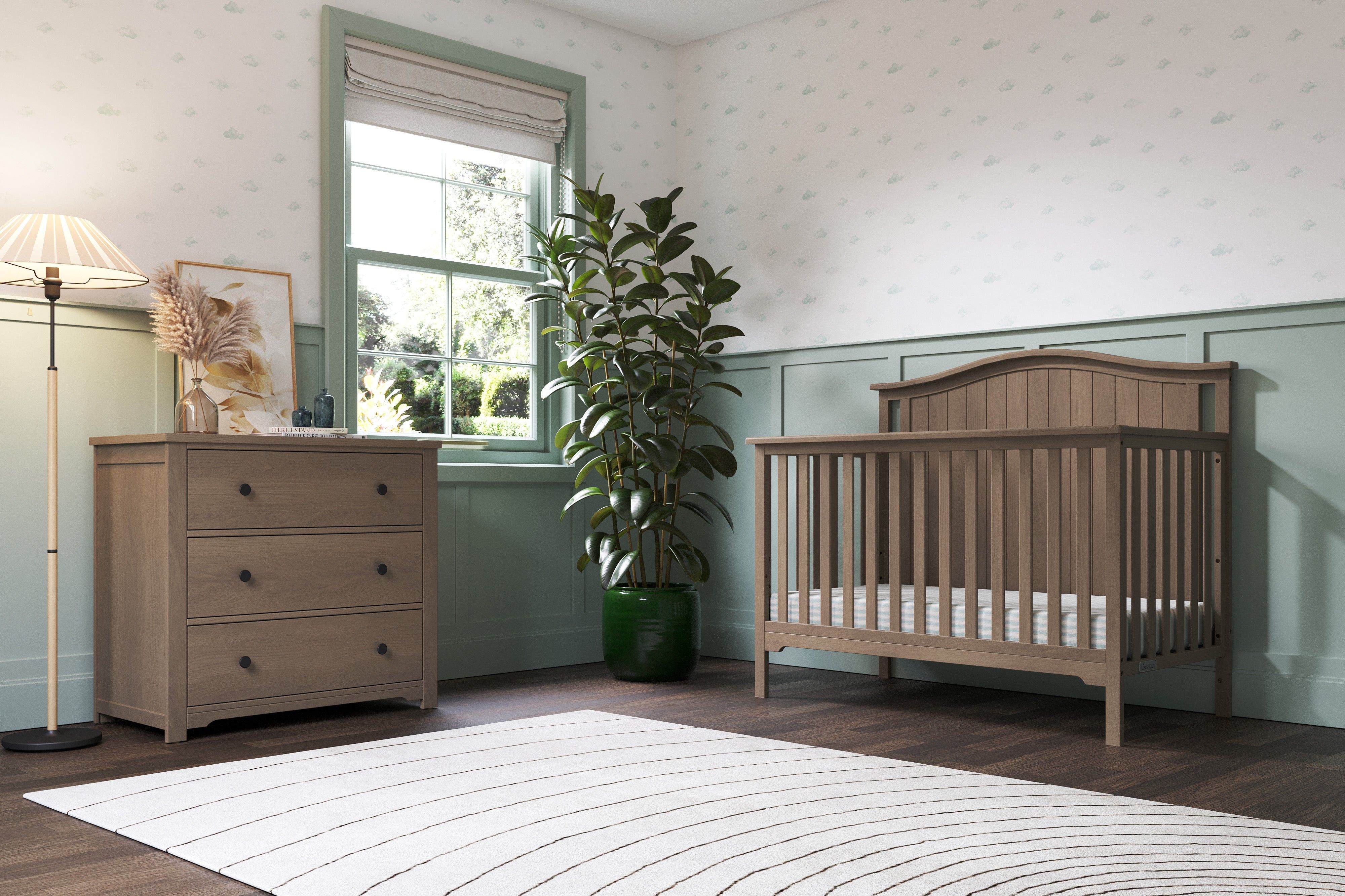 Hampton Arch Top 4-in-1 Convertible Crib in Dusty Heather