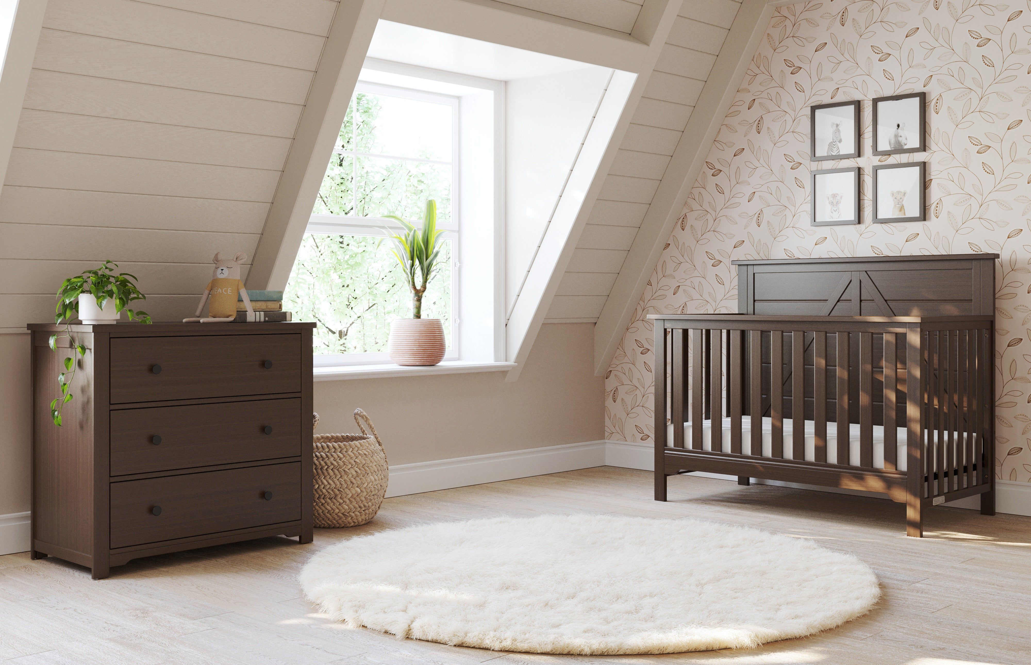 Harmony 3-Drawer Dresser With Changing Table Topper, Brushed Truffle