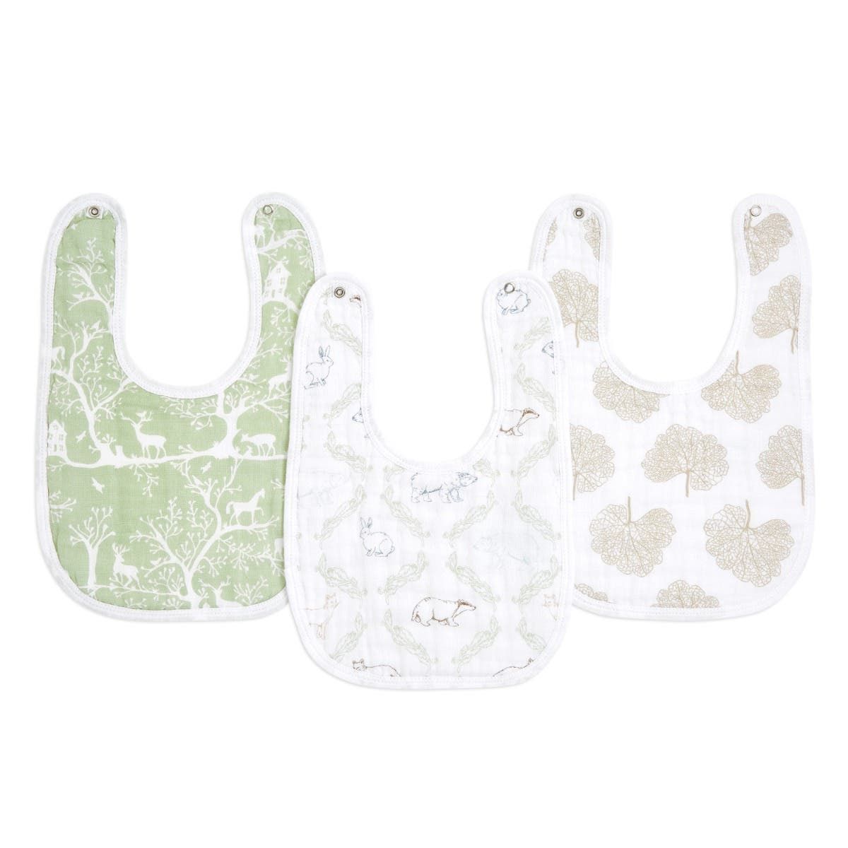Essentials Cotton Muslin Snap Bibs 3 Pack