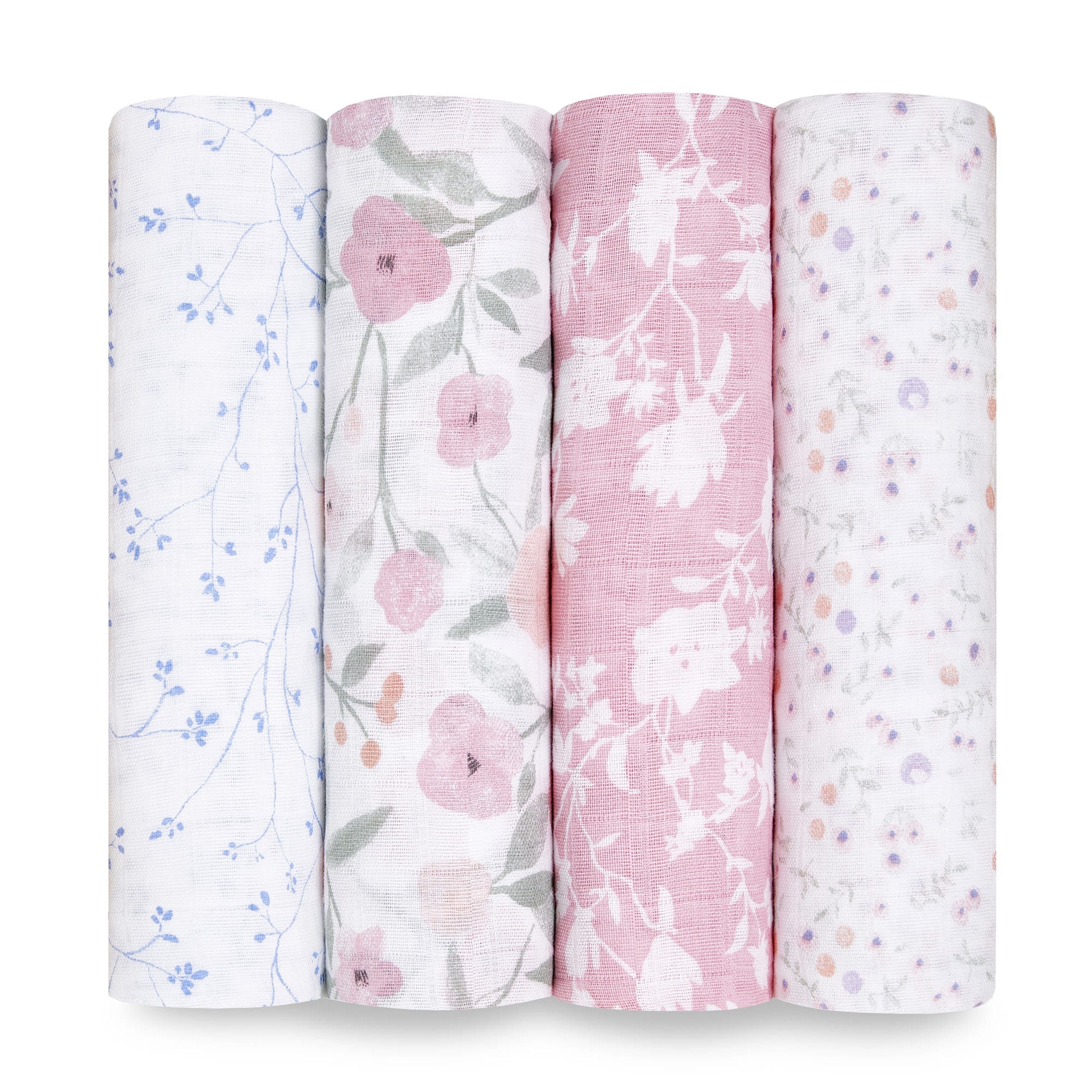 Boutique 100% Cotton Muslin Swaddle Blanket 4 Pack