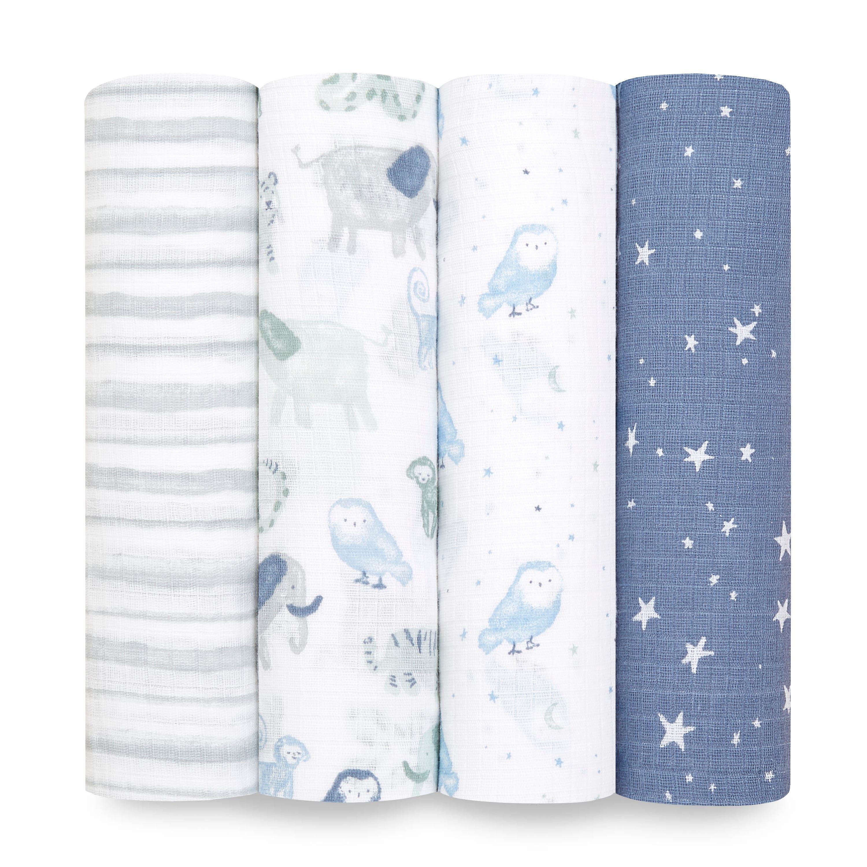 Essentials Cotton Muslin Swaddle Blanket 4 Pack