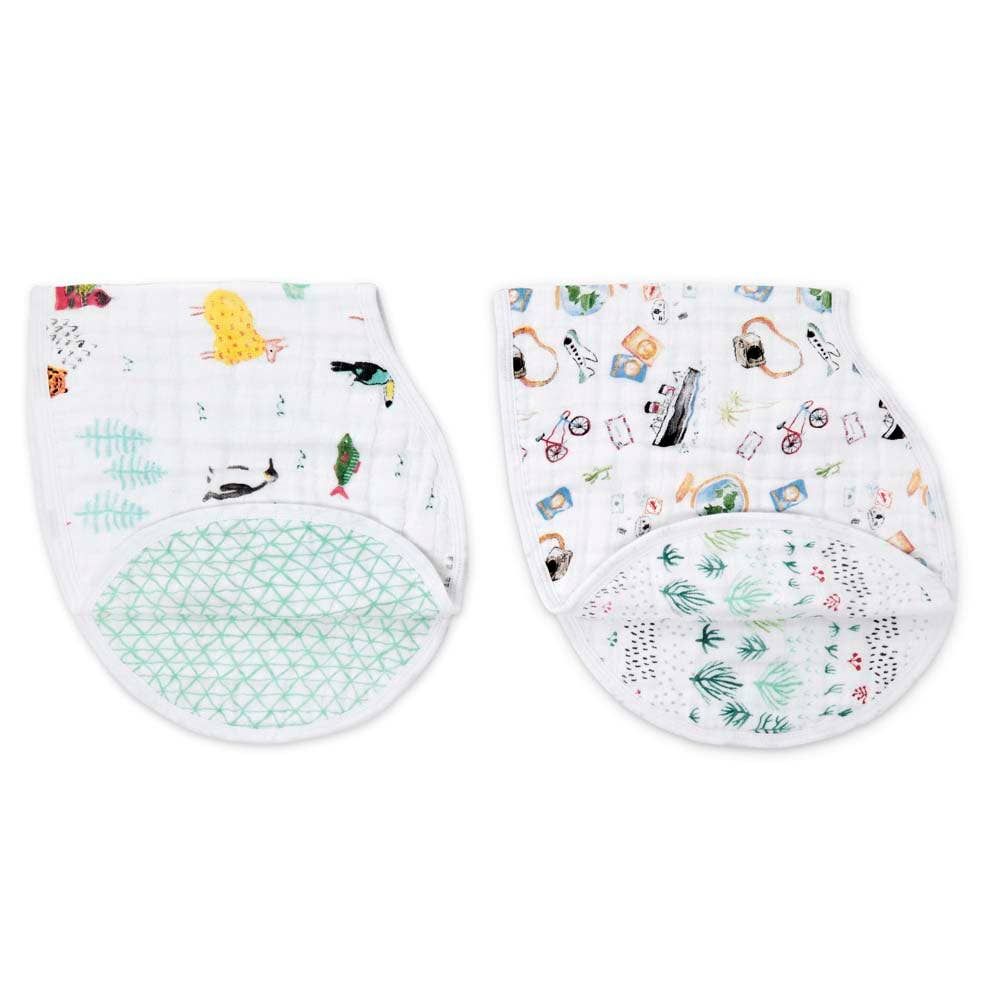 Boutique 100% Cotton Muslin Burpy Bibs 2 Pack