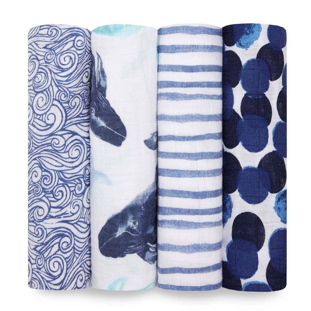 Boutique 100% Cotton Muslin Swaddle Blanket 4 Pack