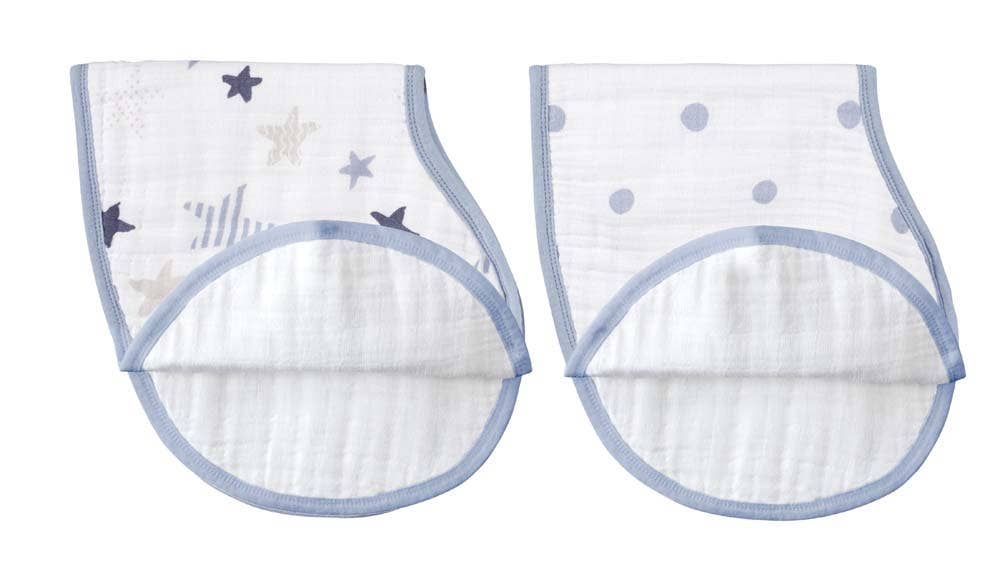 Boutique 100% Cotton Muslin Burpy Bibs 2 Pack