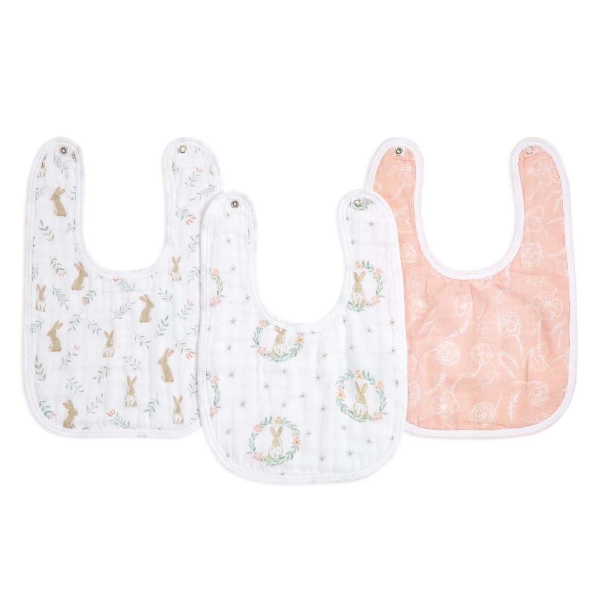 Essentials Cotton Muslin Snap Bibs 3 Pack
