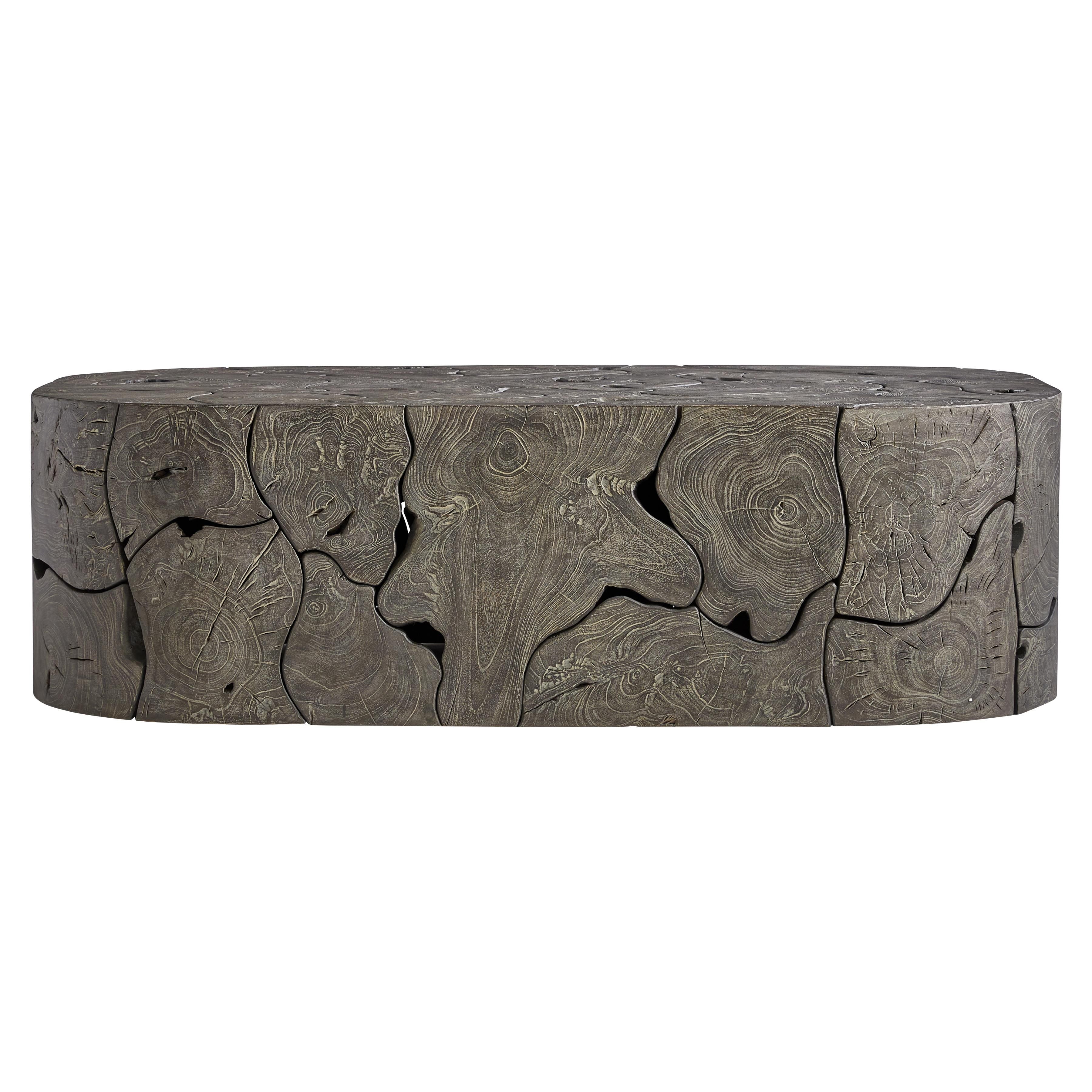 Bernhardt Trinidad Outdoor Cocktail Table in Natural Sliced Teak