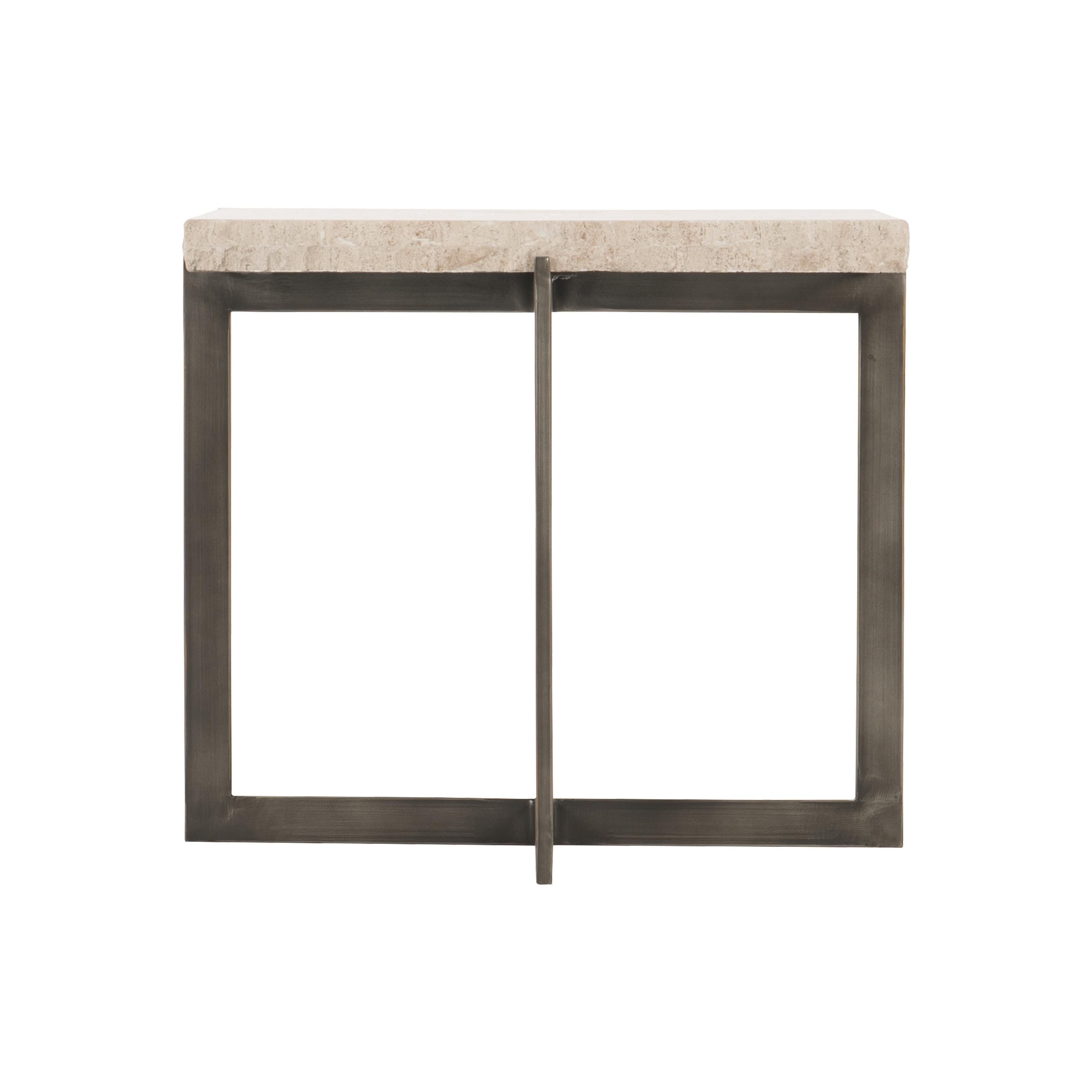 Bernhardt Hathaway Cocktail Table with Travertine Stone and Steel Base