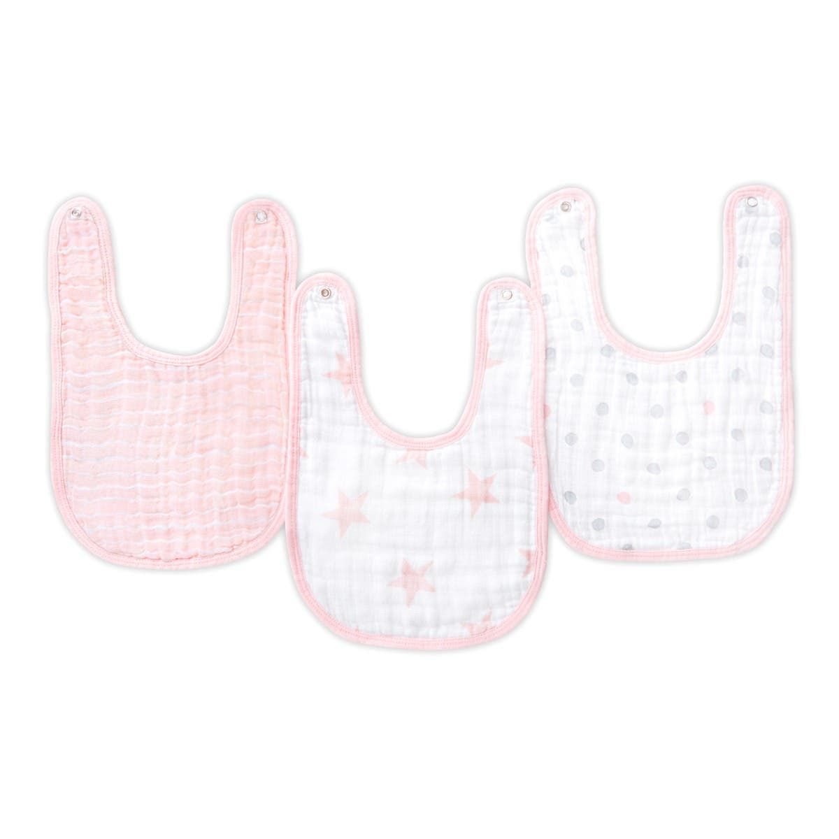 Essentials Cotton Muslin Snap Bibs 3 Pack
