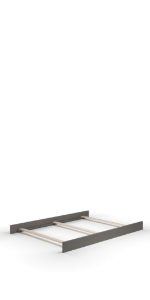 Full-Size Bed Rails with 2 Rails & 3 Slats, Pine Wood Chelsea Gray