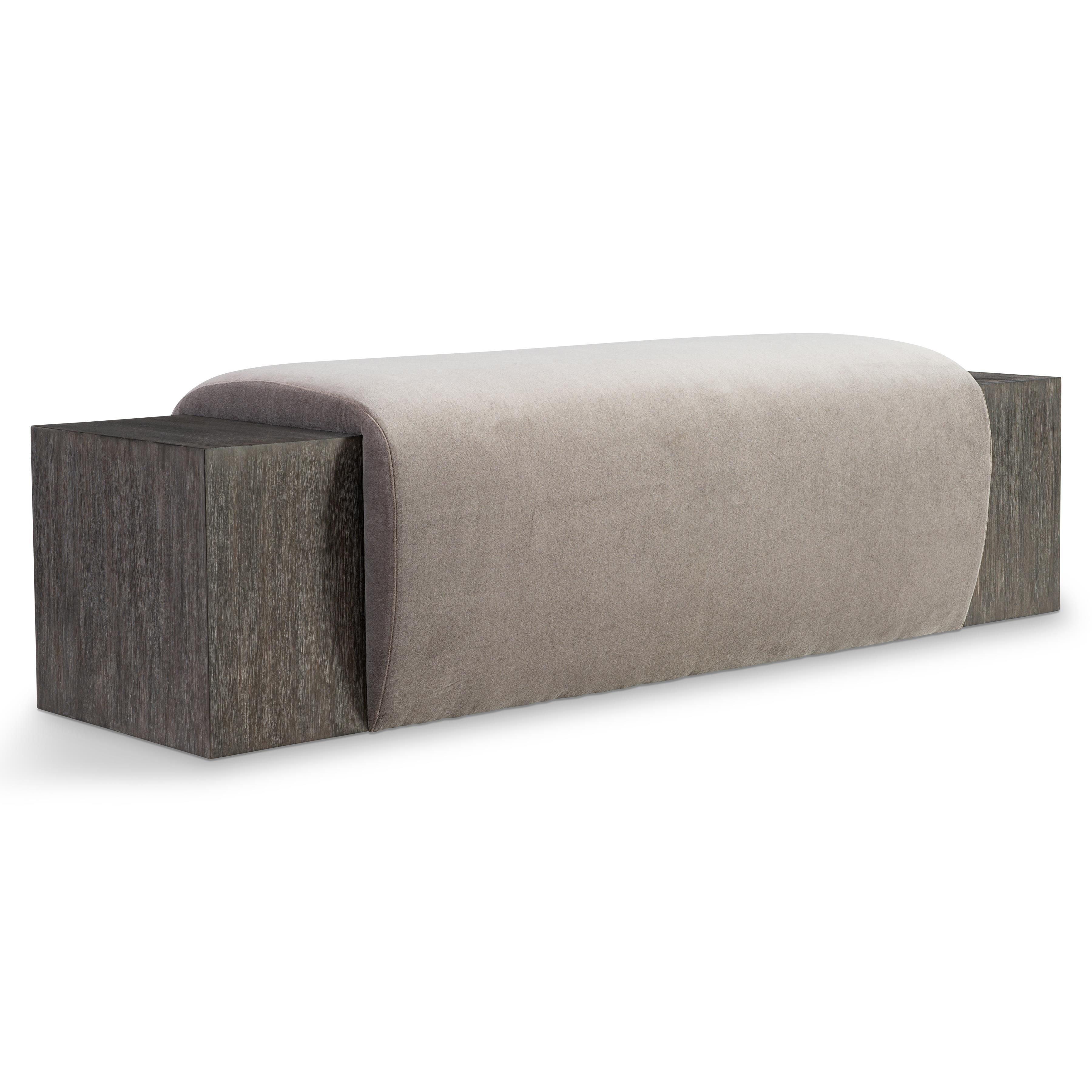 Bernhardt Furniture Belo Bench Upholstered Mahogany Wood Bench