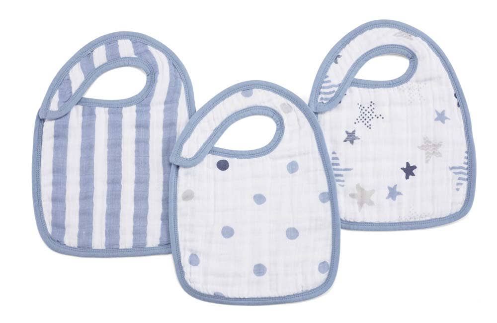 Boutique 100% Cotton Muslin Snap Bibs 3 Pack