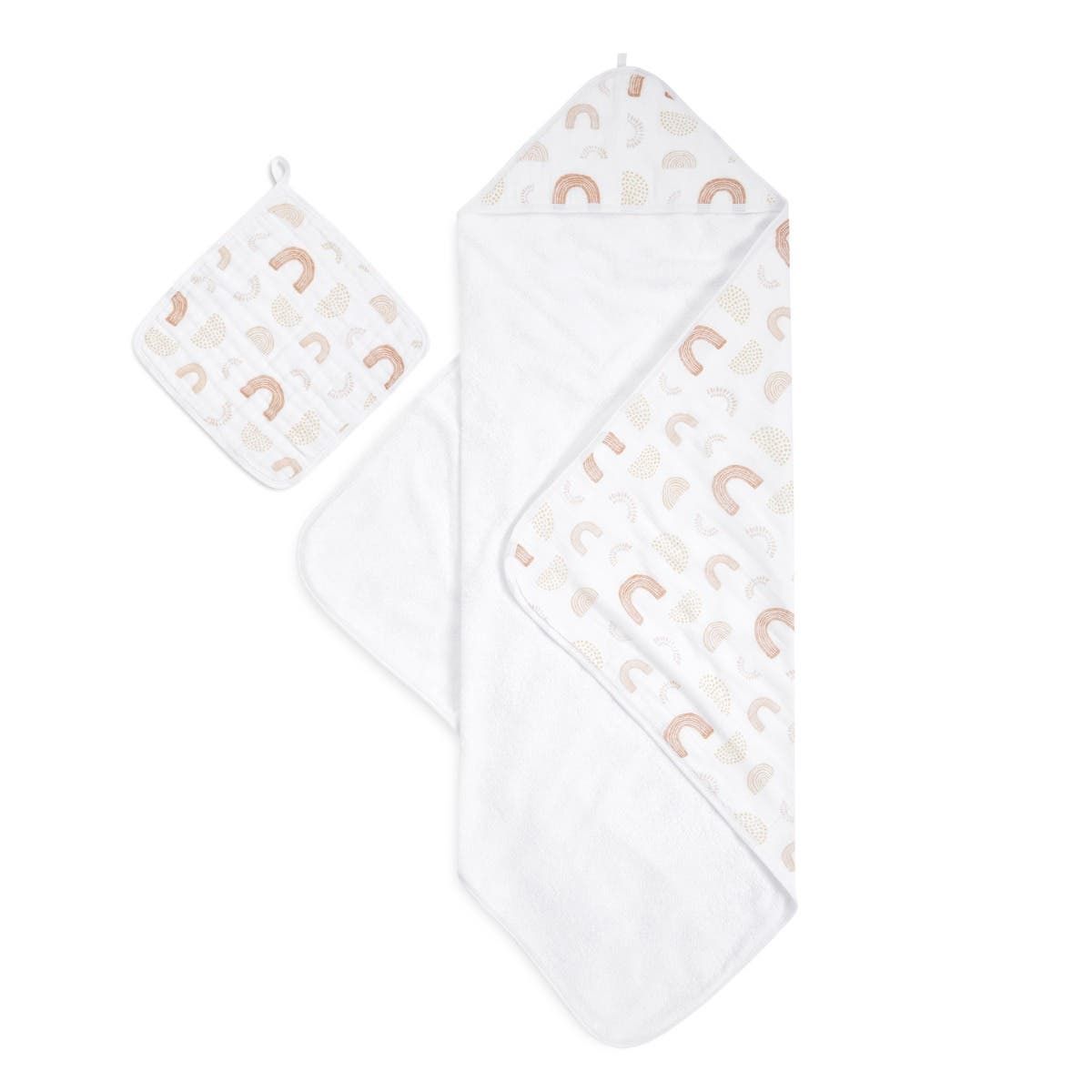 Boutique 100% Cotton Oversized Muslin Backed Towel + Washcloth Set