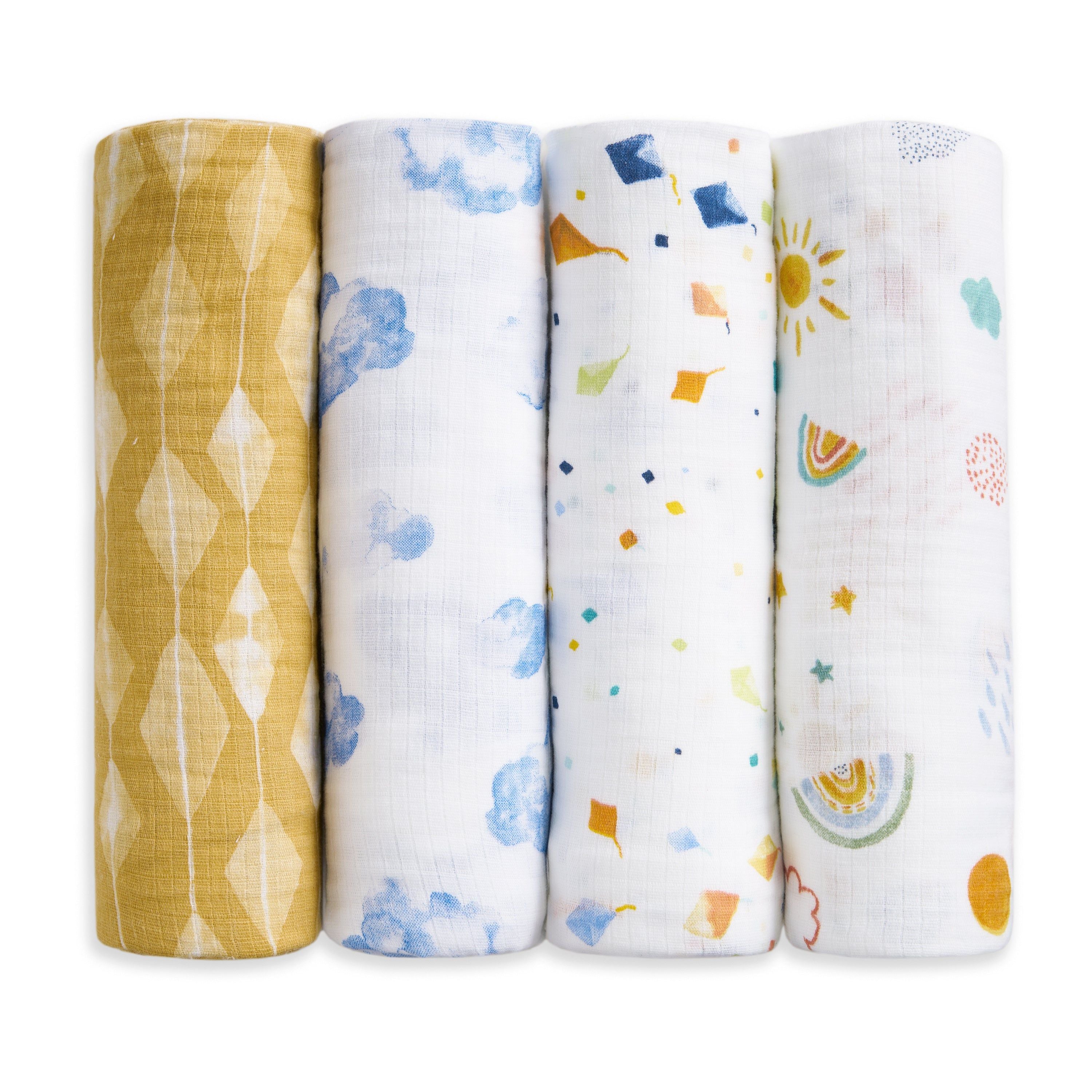 Essentials Cotton Muslin Swaddle Blanket 4 Pack