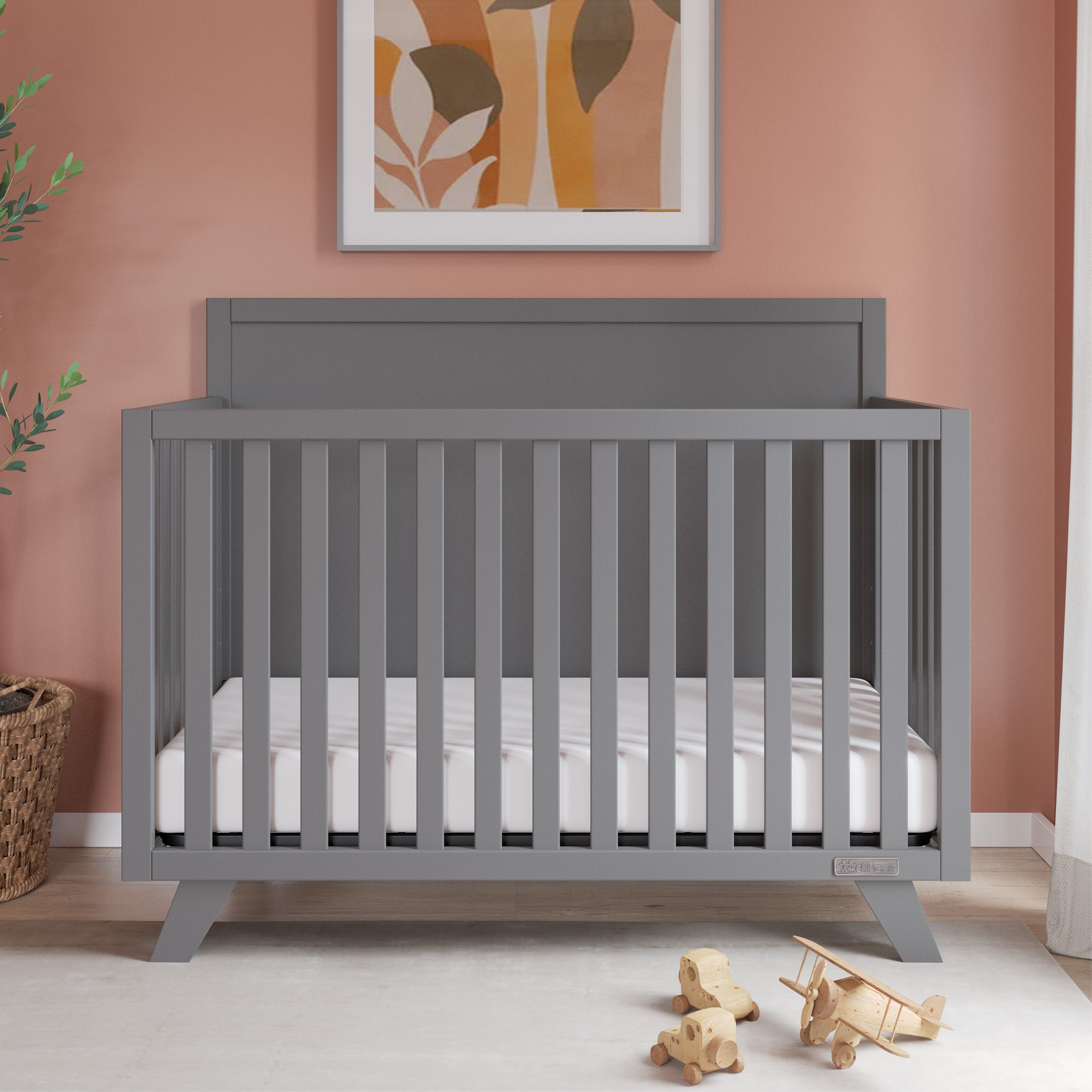 Soho 4-in-1 Flat Top Convertible Crib, Cool Gray