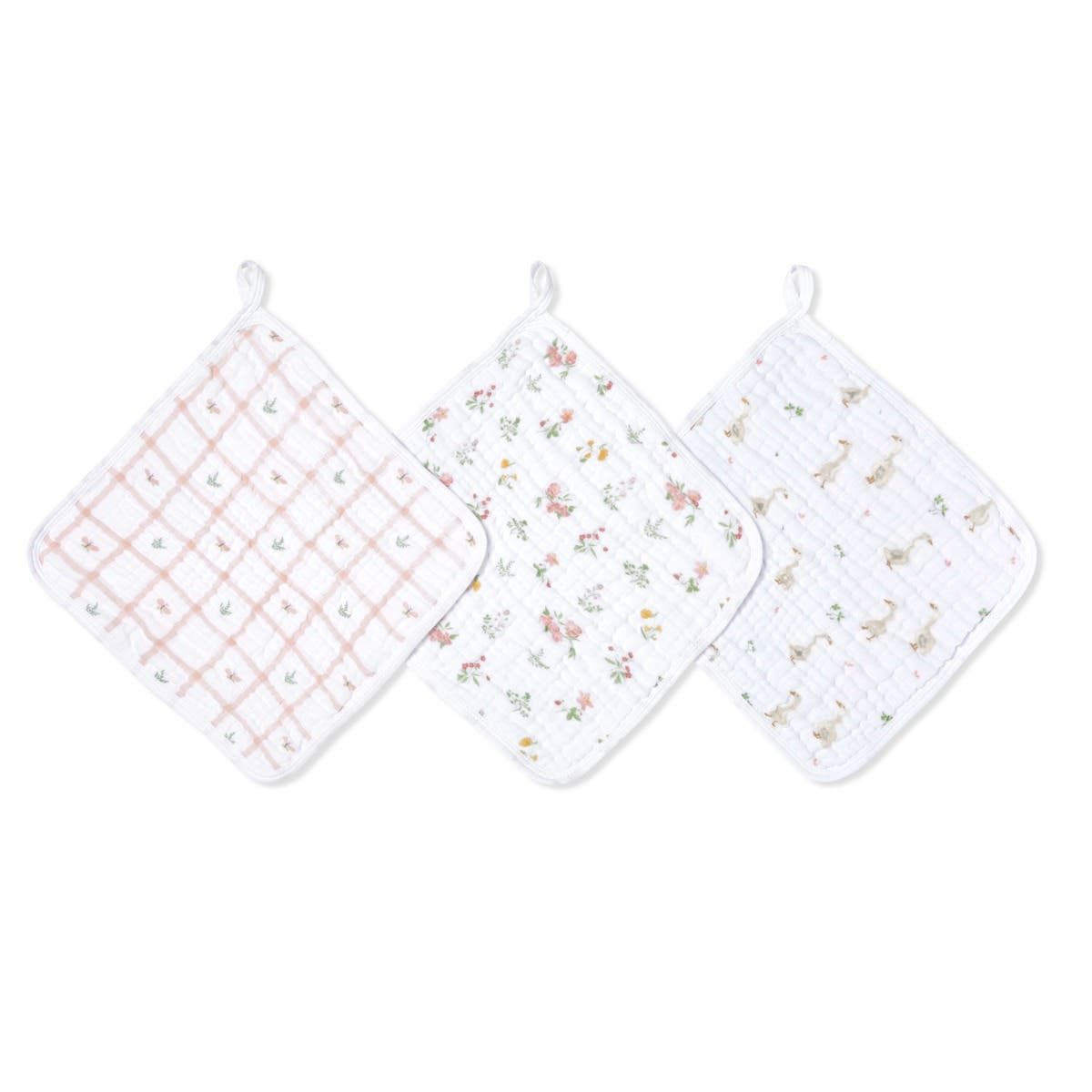 Essential Cotton Muslin Washcloths 3 Pack