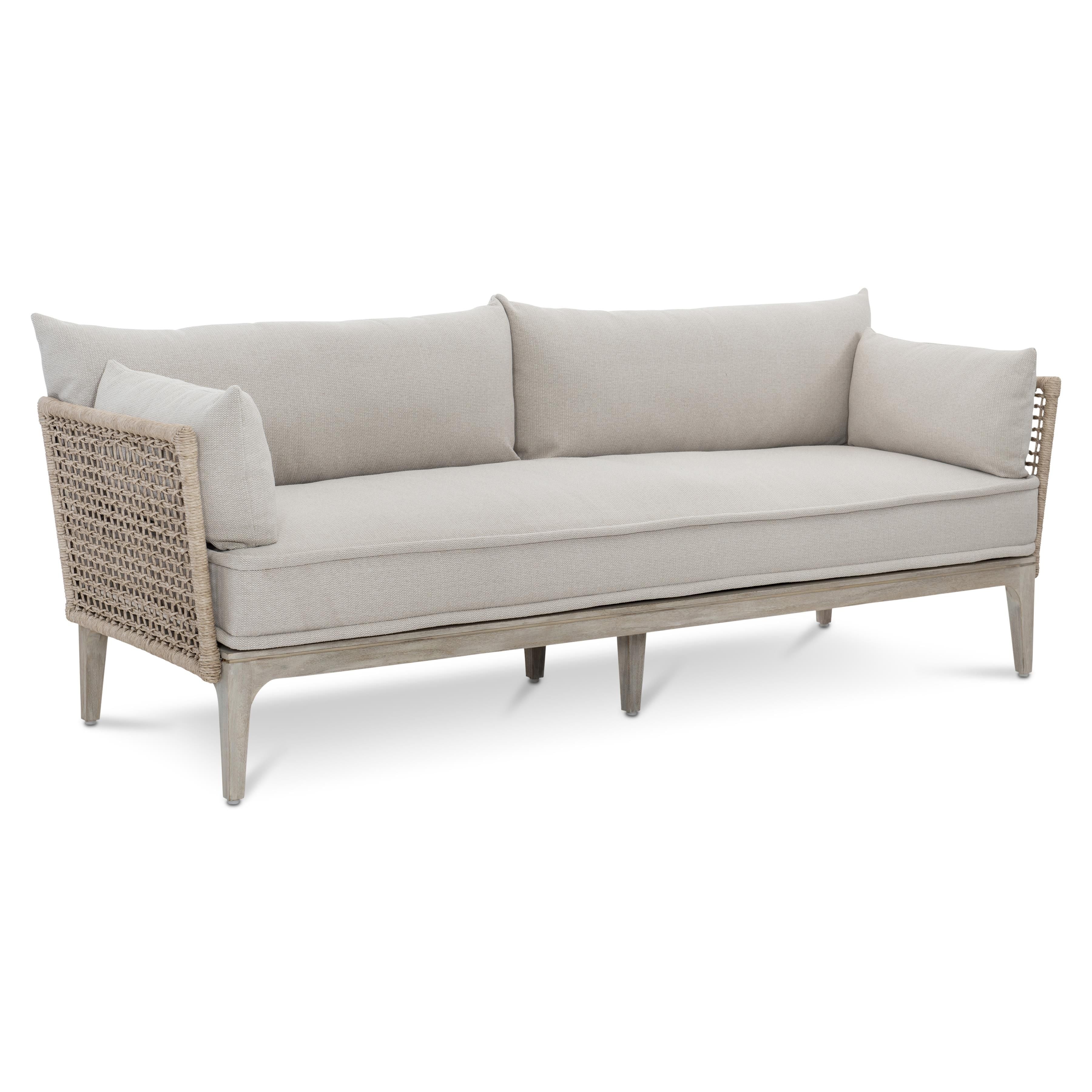 Bernhardt Catalonia Outdoor Sofa with Teak Frame and Wicker