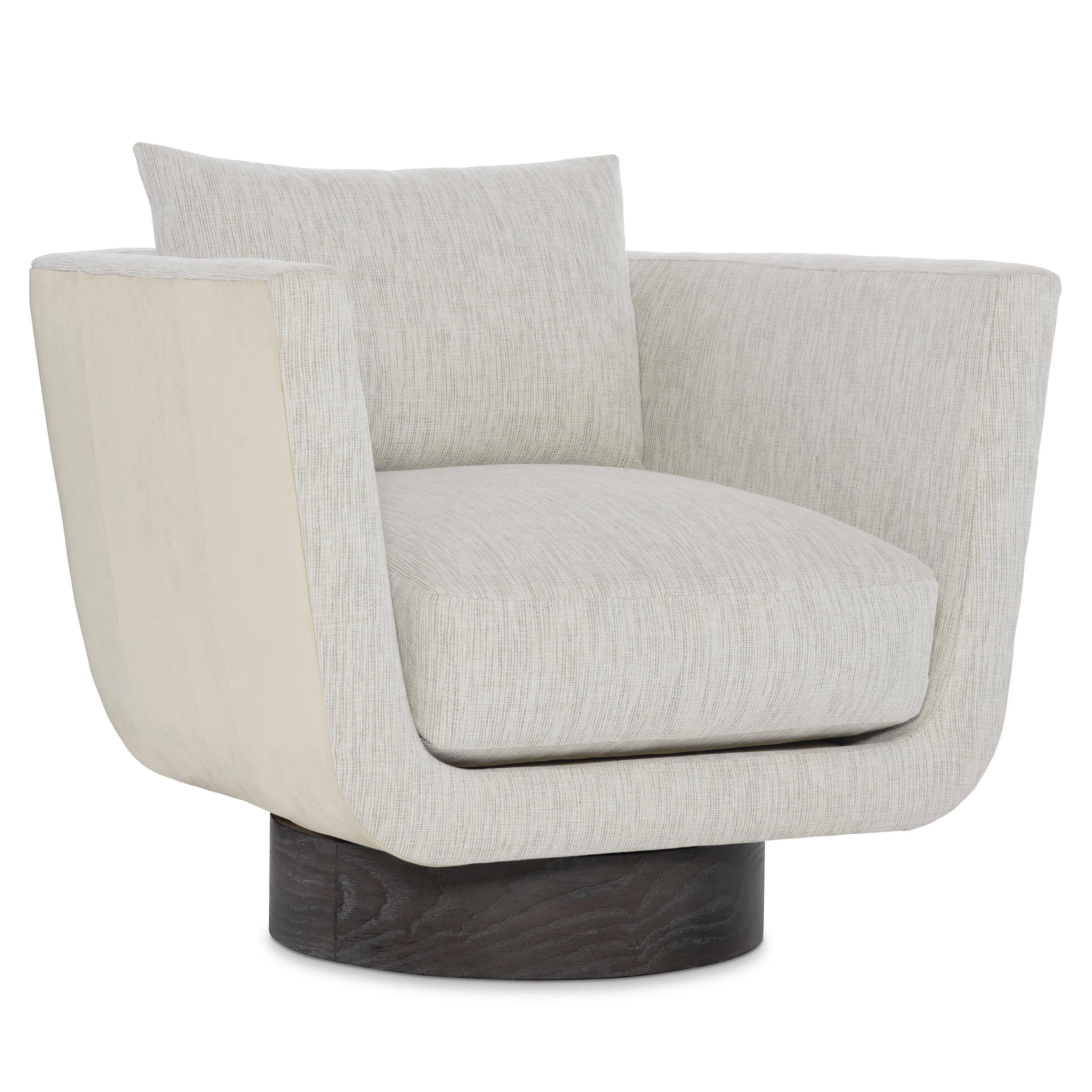 Bernhardt Gemma Leather-Fabric Swivel Chair