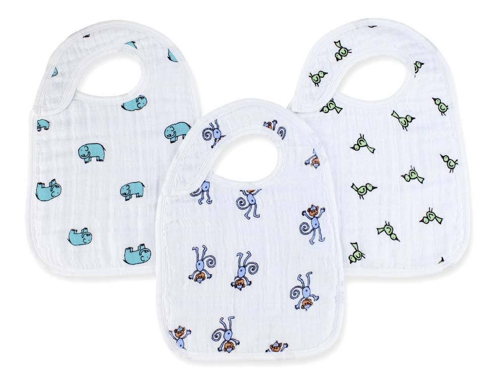Boutique 100% Cotton Muslin Snap Bibs 3 Pack